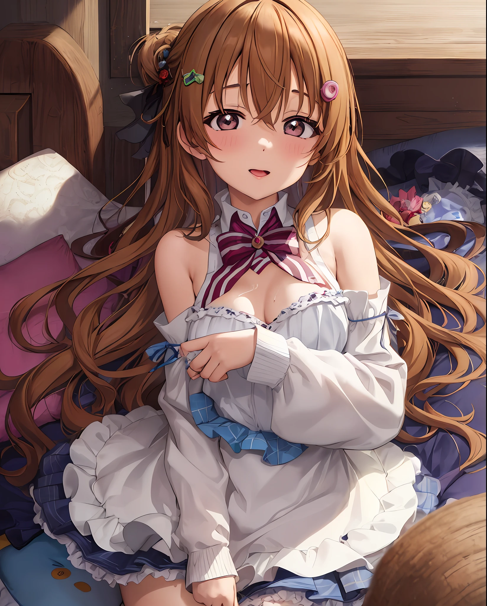 kanata_konoe, 1girl, solo, ,
1girl, solo, 12yoush, 8k, 4k, (highres:1.1), best quality, (masterpiece:1.3), 1girl, solo, bedroom, dark light, long hair, school uniform, nsfw, corneo_pov_oral, ((deepthroat)), smile, ((cum_vomit, nose_cum)), looking at viewer, pov, ((detailed hair)), ((facial)), ((((face focus)))), stick out tongue, drooling, open shirts, bra, (Feratios), lie on one's back, arms over head,