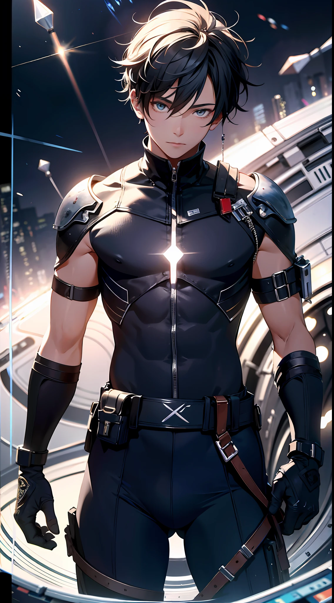ridiculous resolution, high resolution, (masterpiece:1.4), super detailed, 1boy, seen from above, space, floating, --v 6