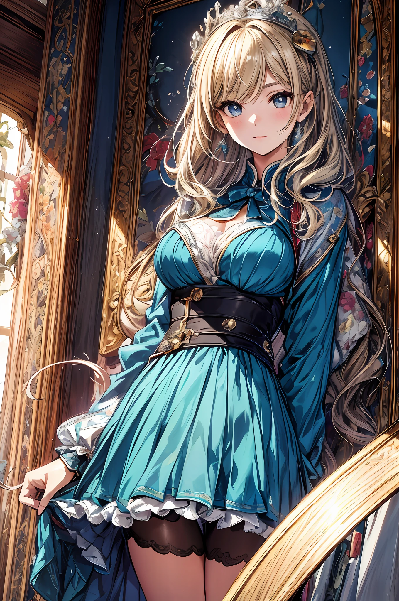 (RAW photos, highest quality), (realistic, photorealistic: 1.3), masterpiece, very delicate and beautiful, highly detailed, CG, unity, 2k wallpapers, amazing, fine details, light smile, highly detailed CG Unity 8k wallpapers, huge file size, super detail, high resolution, absurdity, soft light, (((Short hair: 1.3), Short bang, Silver hair, Floating hair Nova frog style)), beautiful detailed girl, detailed fingers, very detailed eyes and face, beautiful detailed nose, beautiful detailed eyes, long eyelashes, light on the face, watch the viewer, (closed mouth: 1.2), 1 girl, cute, young, mature face, (full body: 1.3), realistic face, realistic body, beautiful detailed thighs, (ulzzang-6500-v1.1: 0.8), , business suit, cross lace clothes, collared shirts, open clothes, office, detail office, open cardigan, black thighs,