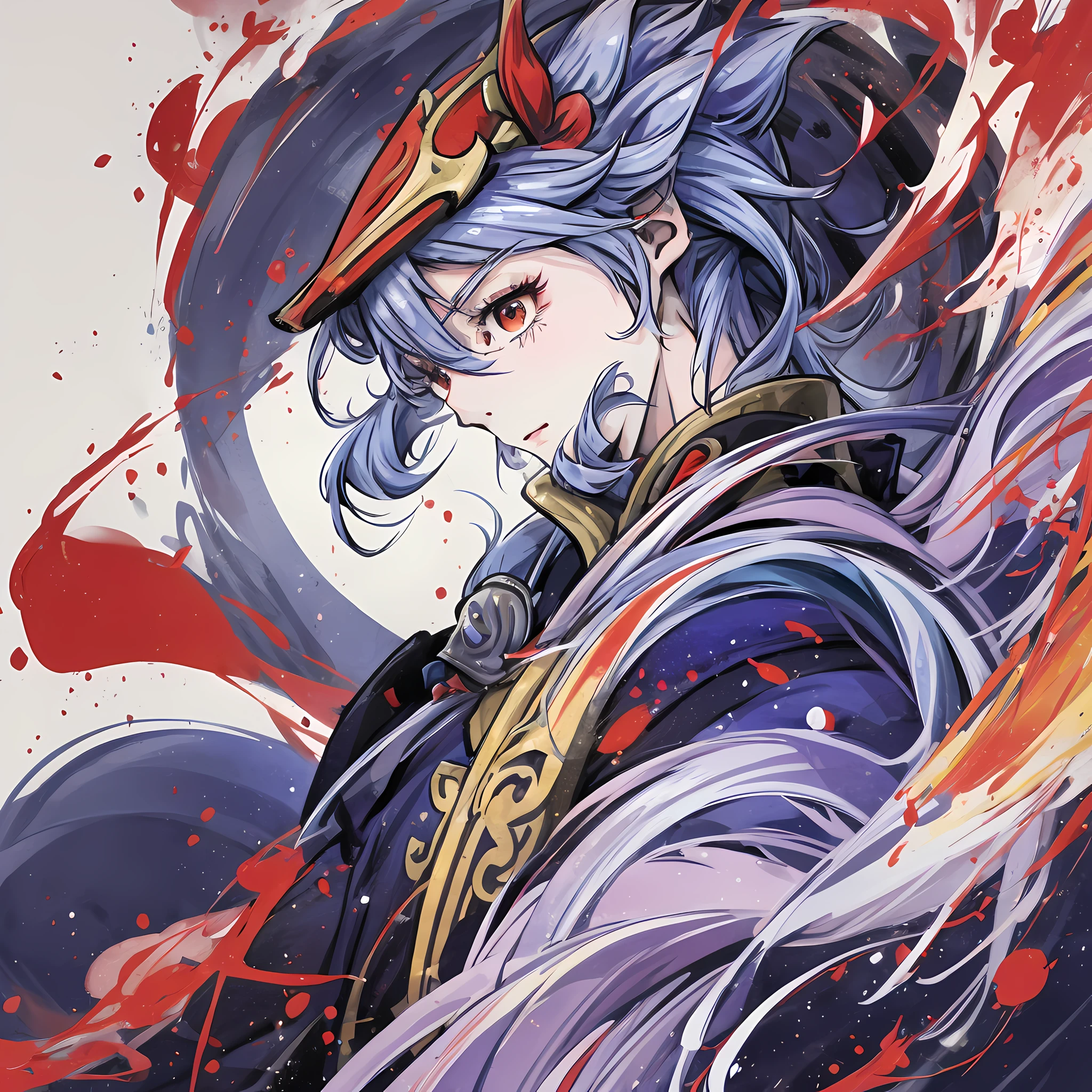 ganyu, genshin impact, anime wallpaper, 4K, quality, colorful background, watercolor