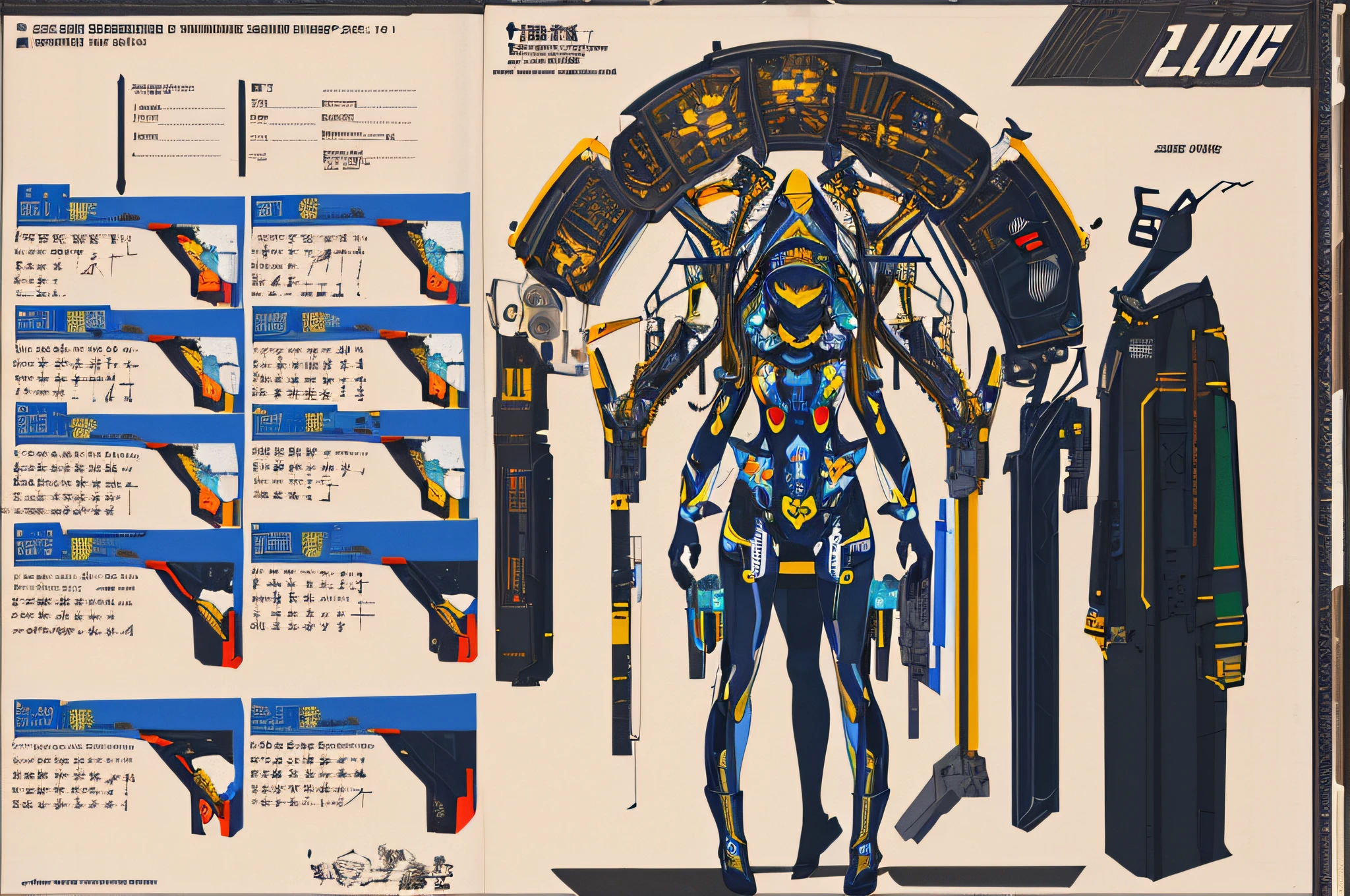 masterpiece, best quality, 1girl,highres, absurdres, full body,(ultra-detailed:1.1025), (illustration:1.1025), (infographic:1.1025), patent drawings, physical measurement, (all clothes configuration:1.1025), stationery, (solo:1.1025),standing, cohesive background, 5 fingers in hands, character sheet,