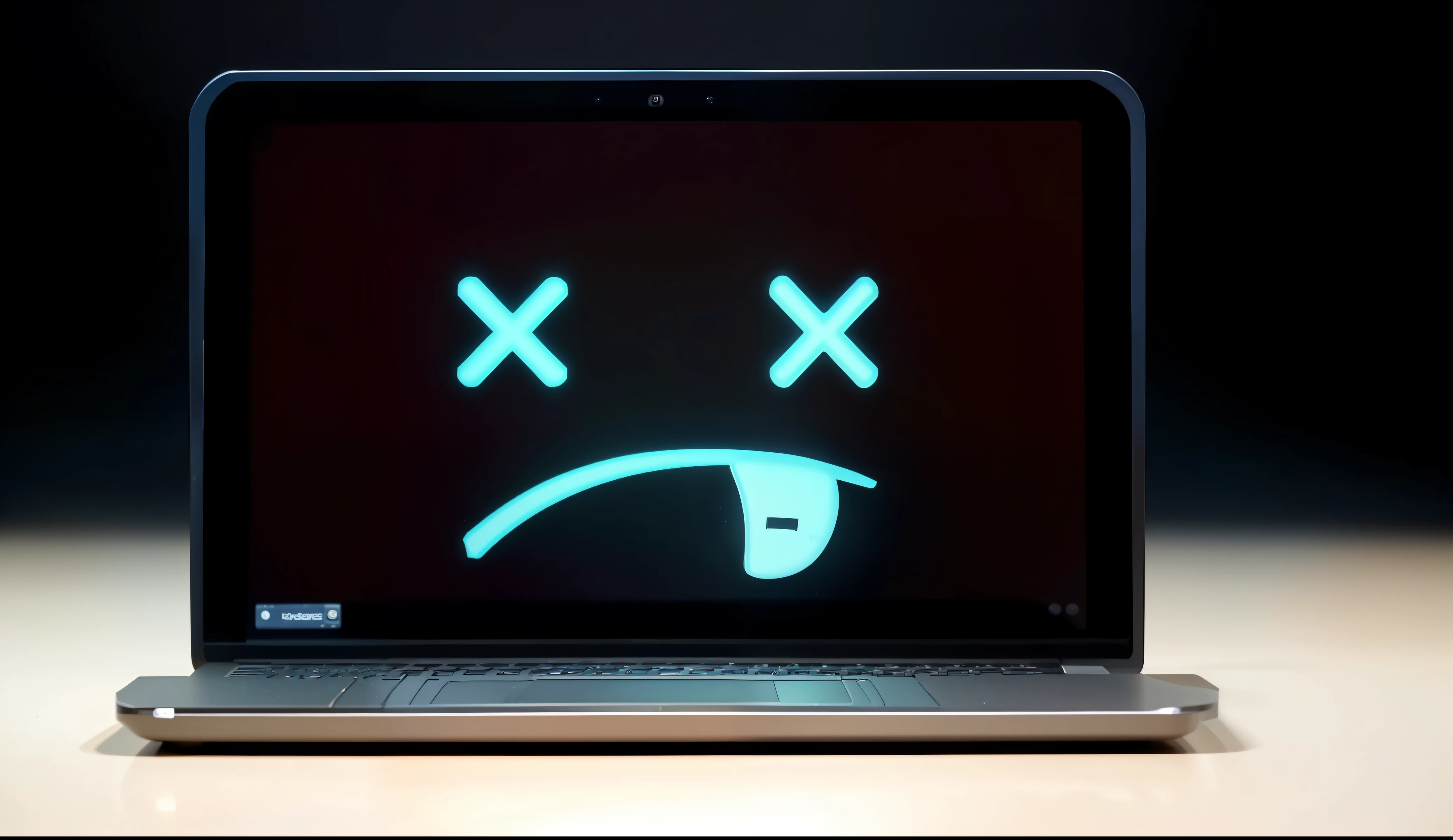 a close up of a laptop with a sad face on the screen, technological anguish, digital errors, frustrated face, a sad, very sad, a python programmer's despair, delete, broken laptop screen, very sad c 12.0, frustrated, sad motif, unhappy, frustrated expression, computer glitches, sad emoji, awkward, annoyed
