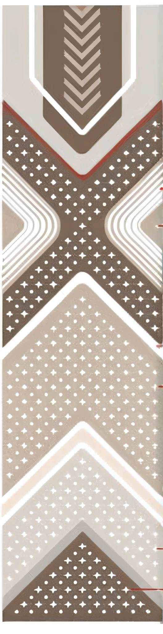 a brown and white geometric pattern with arrows, graphic detail, border pattern, gradient brown to white, inspired by Fernando Gerassi, graphic illustration, halftone print, highly detailed panel cuts, depth detail, ( symmetrical ), plume made of geometry, gradient brown to silver, halftone pattern, large motifs, geometric design, spots, broad detail --auto --s2