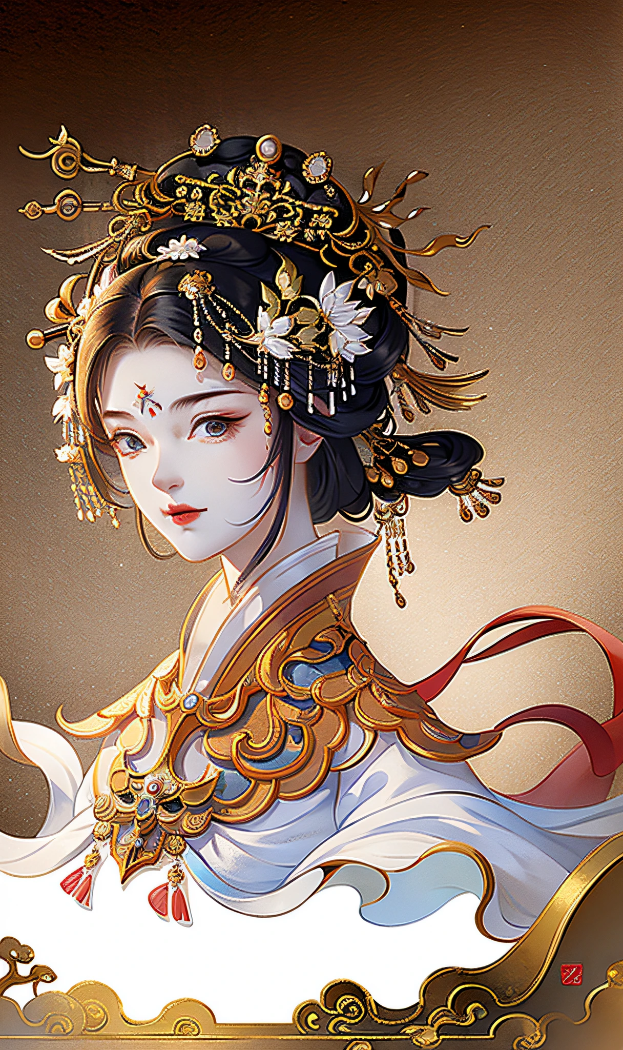 A girl, ancient Chinese costume, sunshine, clear face, clean white background, masterpiece, super detail, epic composition, ultra HD, high quality, extremely detailed, official art, uniform 8k wallpaper, super detail, 32k -- v 6