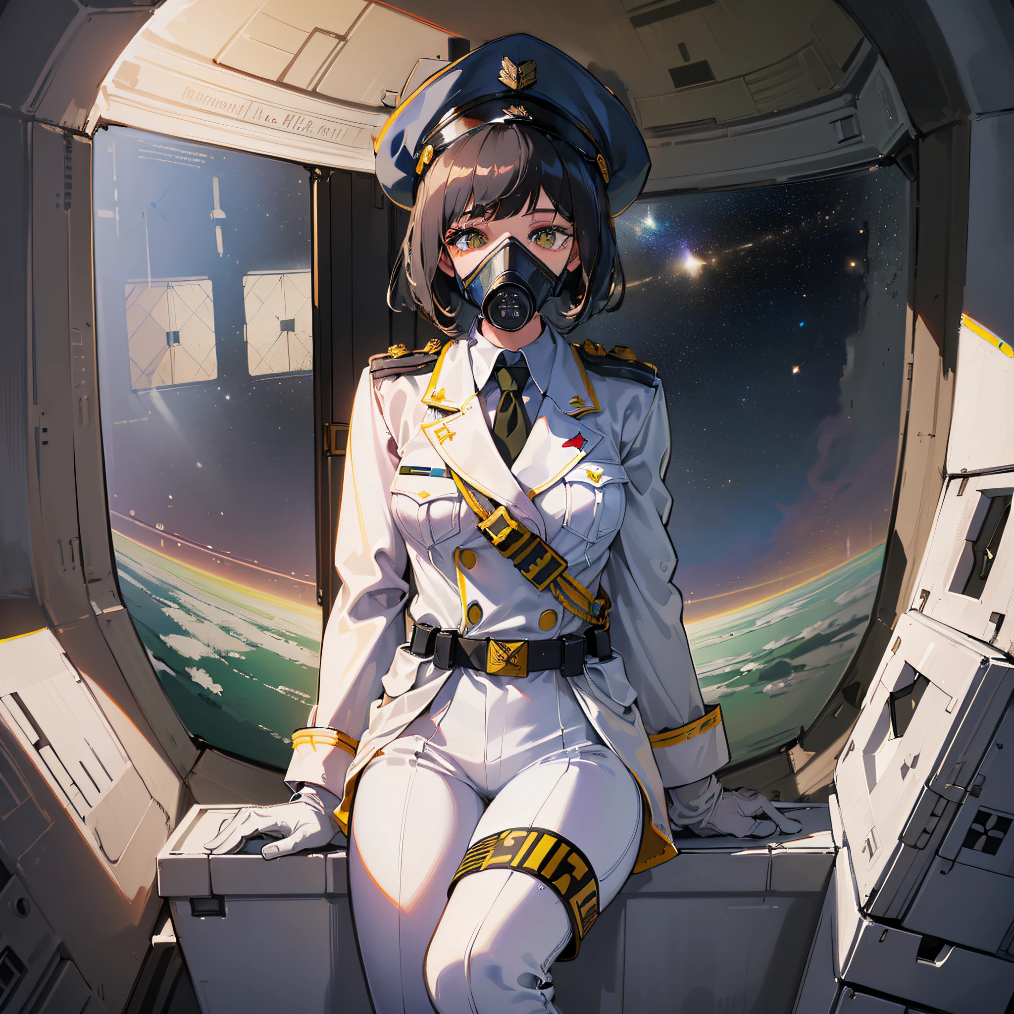 ((military cap)), ((military cap)), white hat