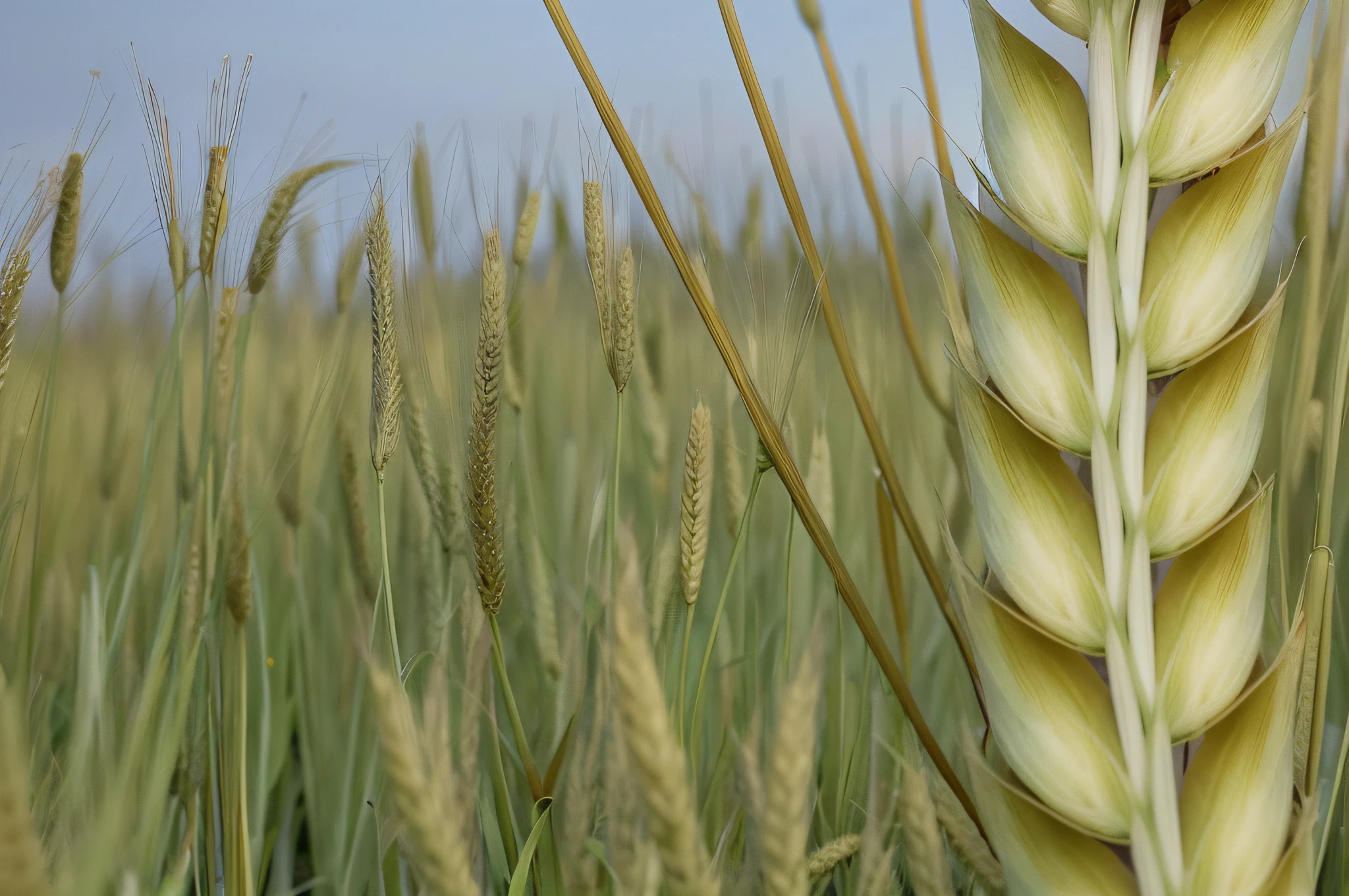 Ripe wheat field highlighted by a zoom cob