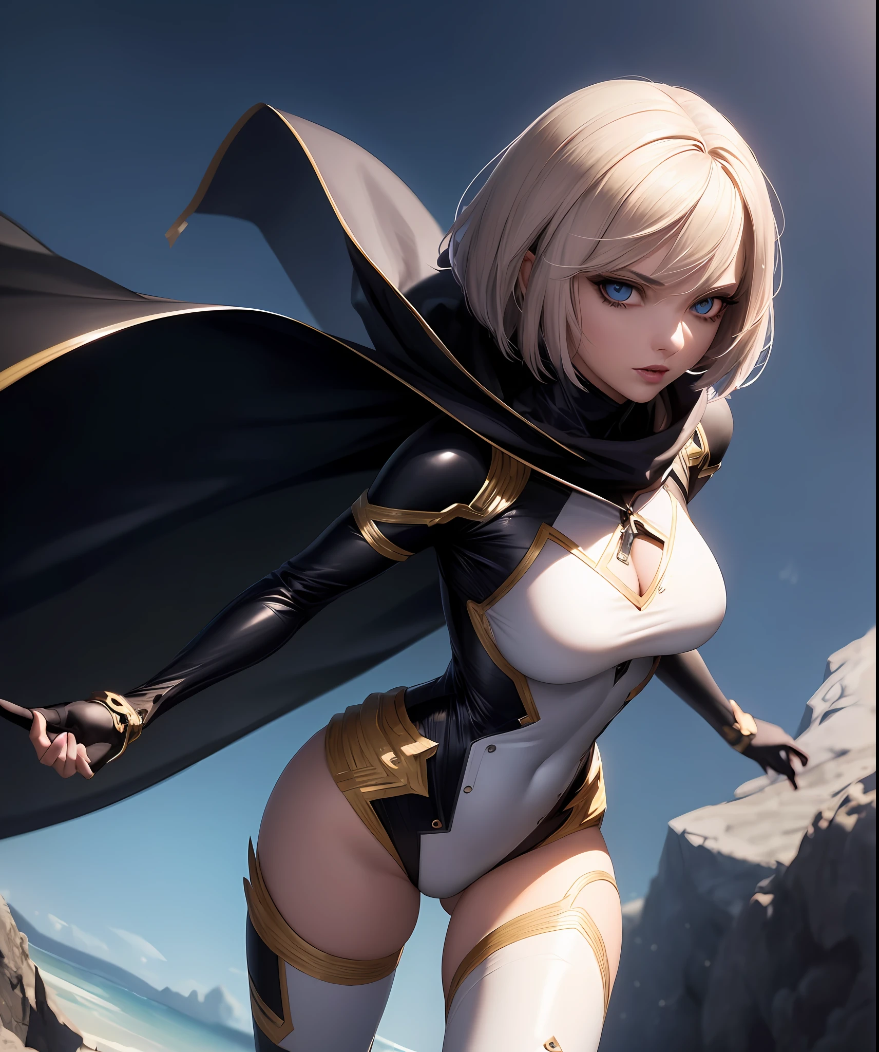 ((From a beautiful & perfect face to a hot waist)) superheroine masterpiece hyperrealist & photorealist beauty young astonishing anime ((asymmetrical eyes)), pearly perfect skin (short bob cut hair) in realistic & hyperdetailed combat body plugsuit with cape & scarf in 8k, full HD  vines, detailed artistic, aesthetic, midnight aura,  glowing, glamour, glow, shadows, developed by Unreal Engine 5, Ultra Sharp Focus, Art by Alberto Seveso, Sci-Fi, Intricate Artwork, golden Ratio, epic, HR Giger STYLE, highly detailed, vibrant, UHD & 8K