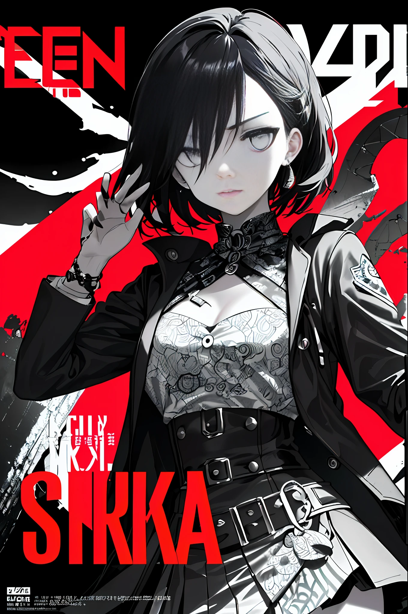 ((((dramatic))), (((gritty))), (((intense))) film poster featuring a young woman as the central character. She stands confidently in the center of the poster, wearing a stylish and edgy outfit, with a determined expression on her face. The background is dark and gritty, with a sense of danger and intensity. The text is bold and attention-grabbing, with a catchy tagline that adds to the overall feeling of drama and excitement. The color palette is mainly dark with splashes of vibrant colors, giving the poster a dynamic and visually striking appearance,tachi-e
(magazine:1.3), (cover-style:1.3), fashionable, woman, vibrant, outfit, posing, front, colorful, dynamic, background, elements, confident, expression, holding, statement, accessory, majestic, coiled, around, touch, scene, text, cover, bold, attention-grabbing, title, stylish, font, catchy, headline, larger, striking, modern, trendy, focus, fashion,