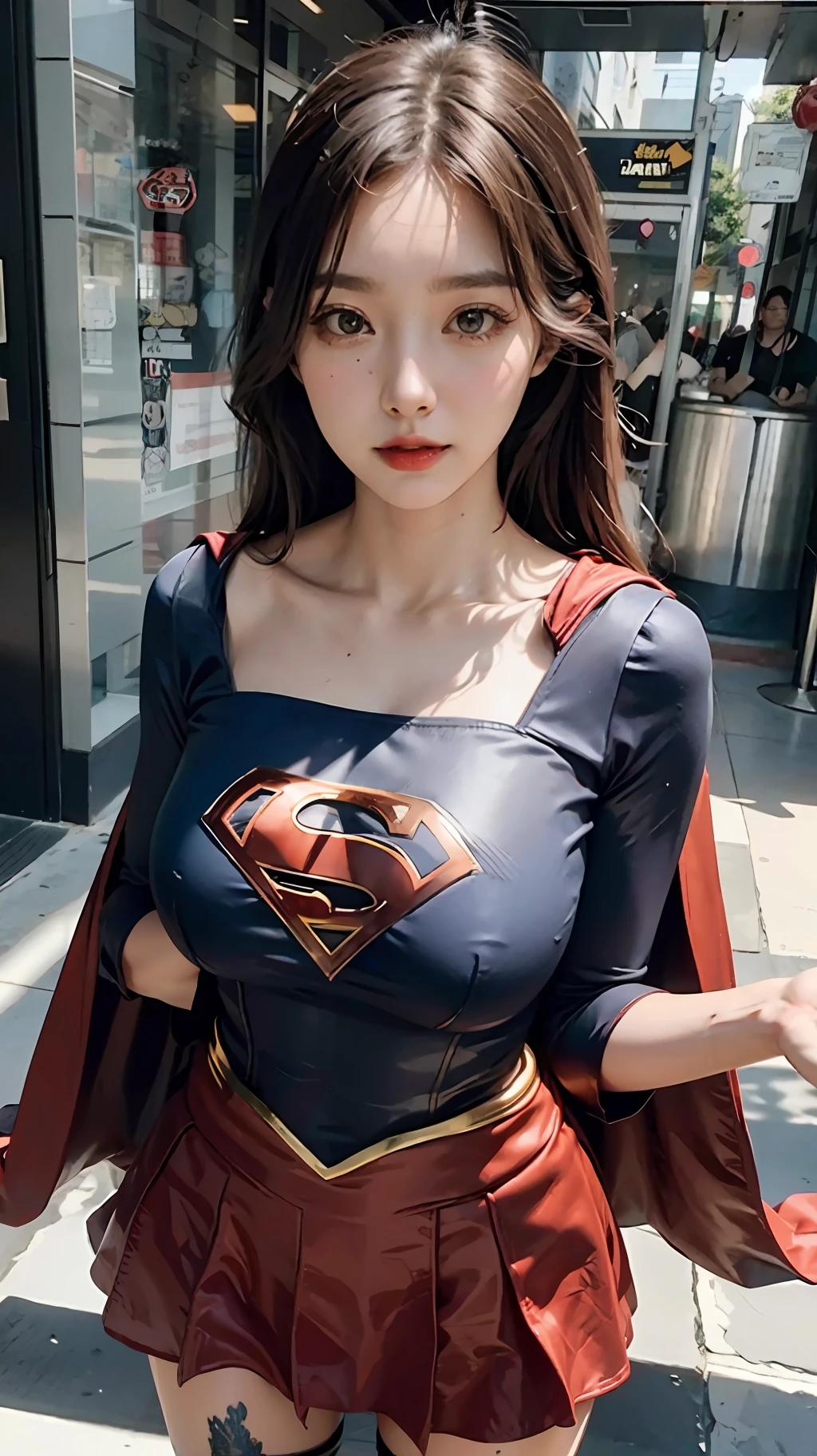 Woman body set big breasts, Supergirl costume dress