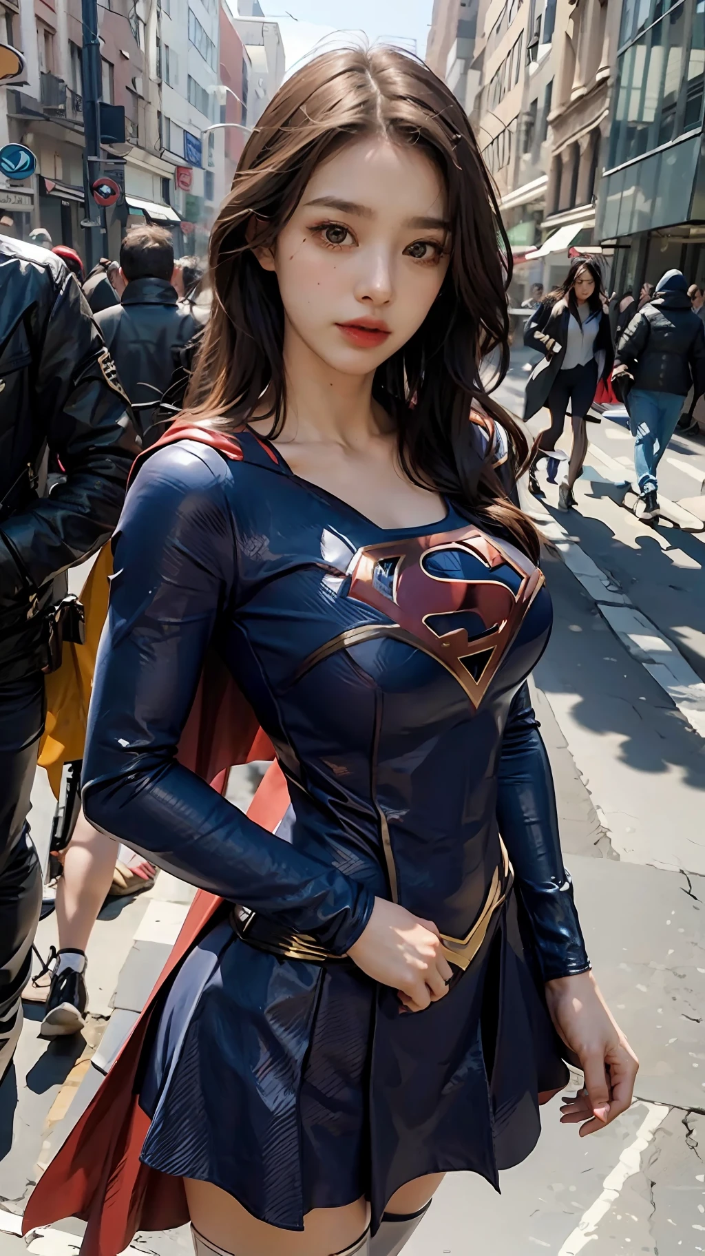 Woman body set big breasts, Supergirl costume dress