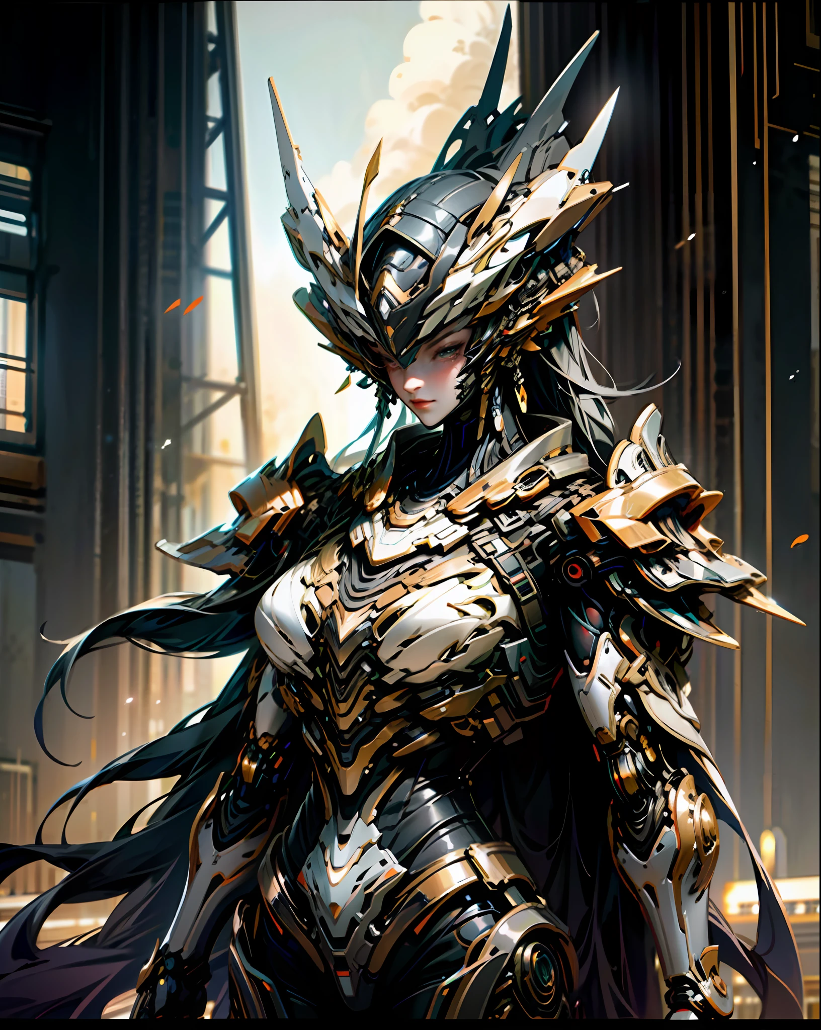 a masterpiece, the best quality, High Quality, (futurism:1.1), (cyberpunk clothes), movie lights, (Exquisite future), Beautiful and beautiful, Ultra detailed, Great composition, floating, Depth of field, (Very detailed CG,Unity 8k壁纸), (Beautiful detail background), Beautiful hair details, dramatic lights, GOGETTA, mecha,Bestquality,ultrahighres,photoreal