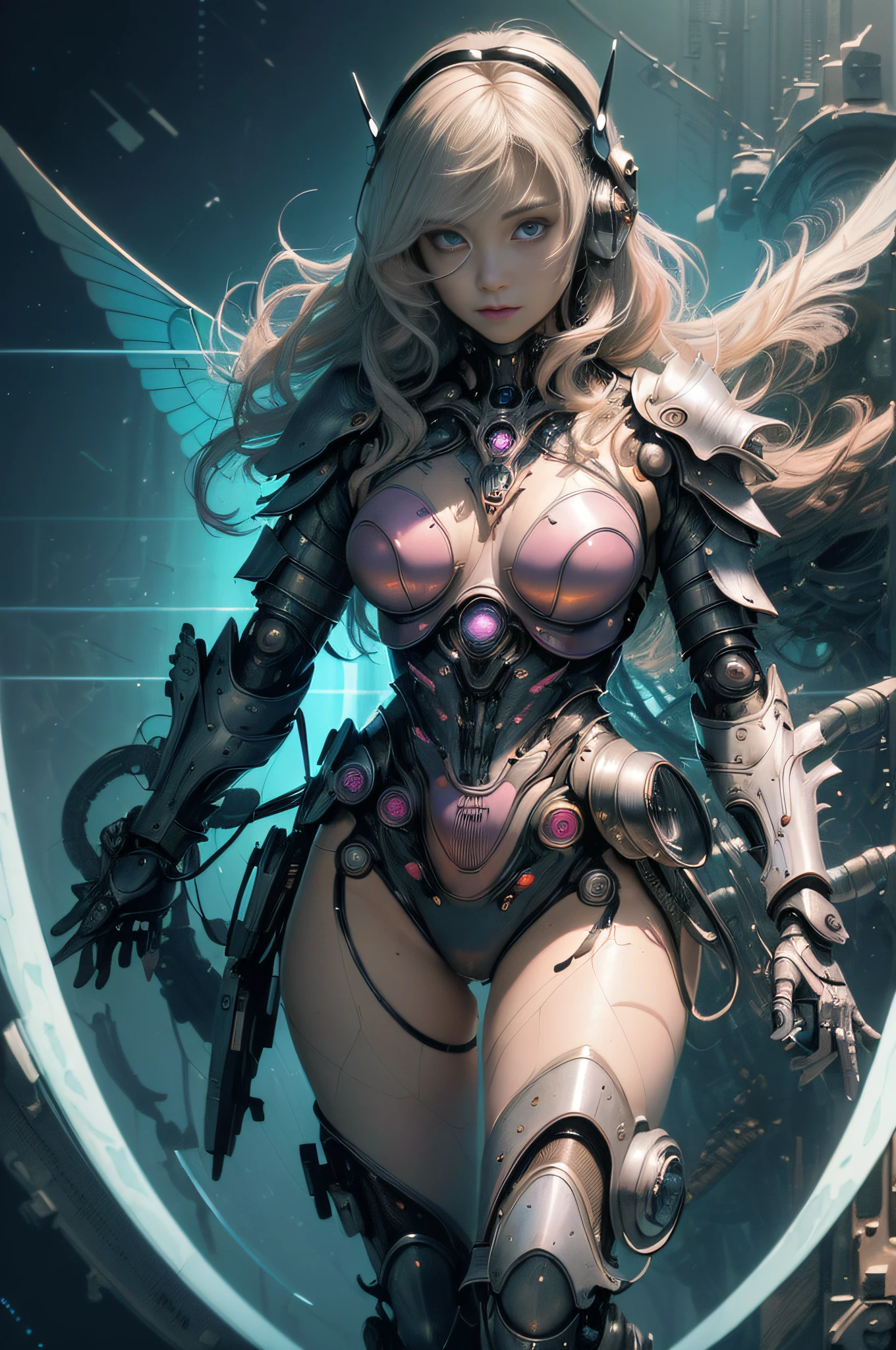 [Detailed illustrations, art based on extremely ideal anatomy, very detailed and detailed drawings, slow and delicate lines, realistic texture expression],((Accurate simulation of light-material interactions, understanding of air flow, mechanically correct expression)),(Design built at a high level,((Advanced structural understanding)),Ideal color coordination),((Complex decoration ( Ultra-dense details)),(Detail,High Definition),(((Color tressed lines)),(Artwork with outstanding craftsmanship),(Fine and beautiful skin expression (transparency)))),(Perfect and beautiful face,Realistic face details),(Perfect eye (Realistic pupil details (Beautiful iris drawn in detail) (Sharp pupil))),((Perfectly proportioned and perfectly proportioned)),(Laboratory background), HENTAI ANIME [CYBERGirl Beauty ((Slender)) 13 years old (Wavy Platinum Blonde)] Cyborg,(((Butterfly wings:0.6) Magenta pink Papillon Cyber Armor Cyber Headset ((Transparent Material) Aurora Armor)),(Science Fiction Mechanical Bioengineering),[Ultra Precision Detail,HighQuality, High resolution,((Multilayered texture))],((visual art that conveys narrative)).