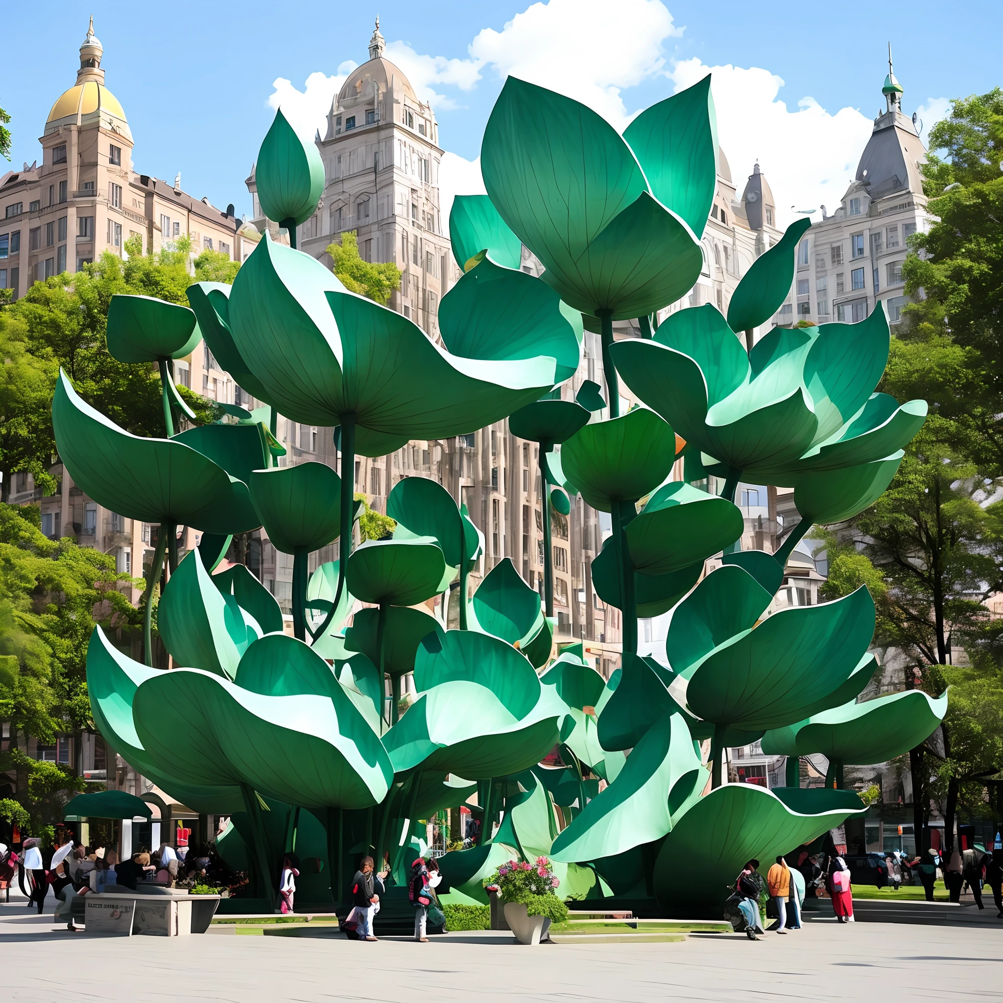 There is a large lotus sculpture on the Cultural Square
