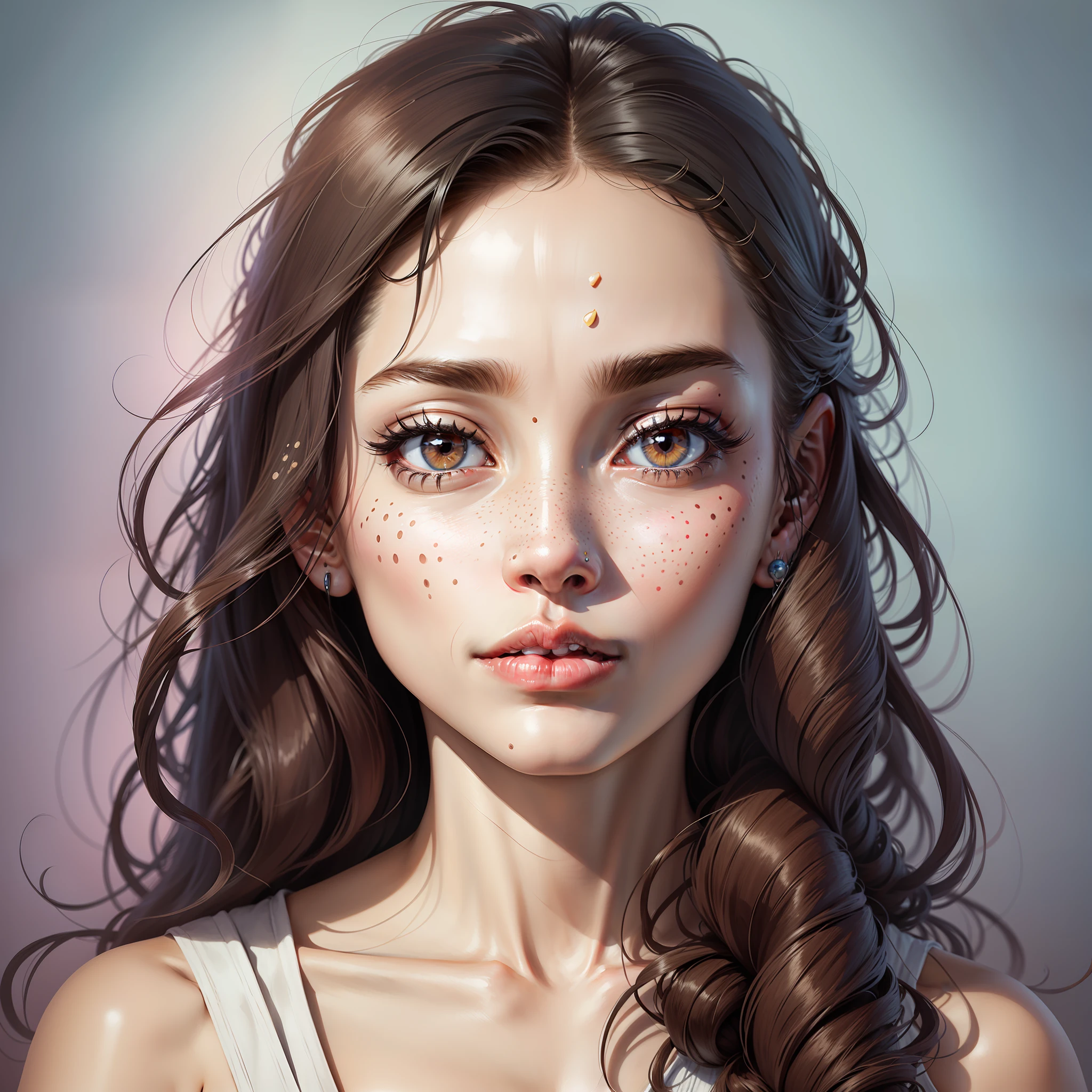Create photo of a woman with pimple spots on her face