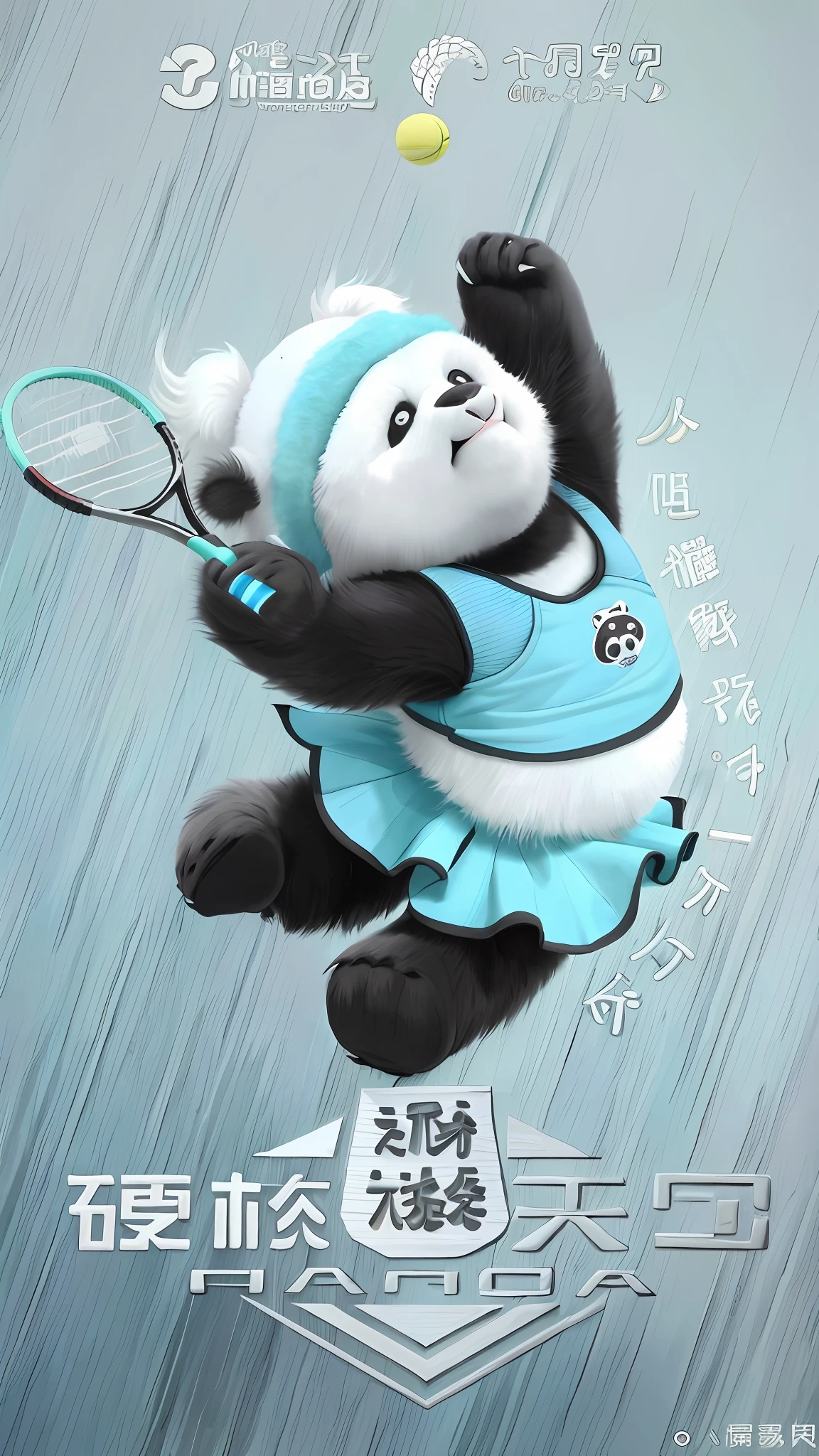 arafed image of a panda bear dressed in a tennis outfit, sports mascot, feng zhu |, cute panda, sports team mascot, by Ni Tian, by Qu Leilei, rhinoceros playing badminton, by Ju Lian, panda panda panda, cute artwork, cute detailed digital art, tian zi, adorable digital painting, tennis wear, a girl playing tennis --auto --s2