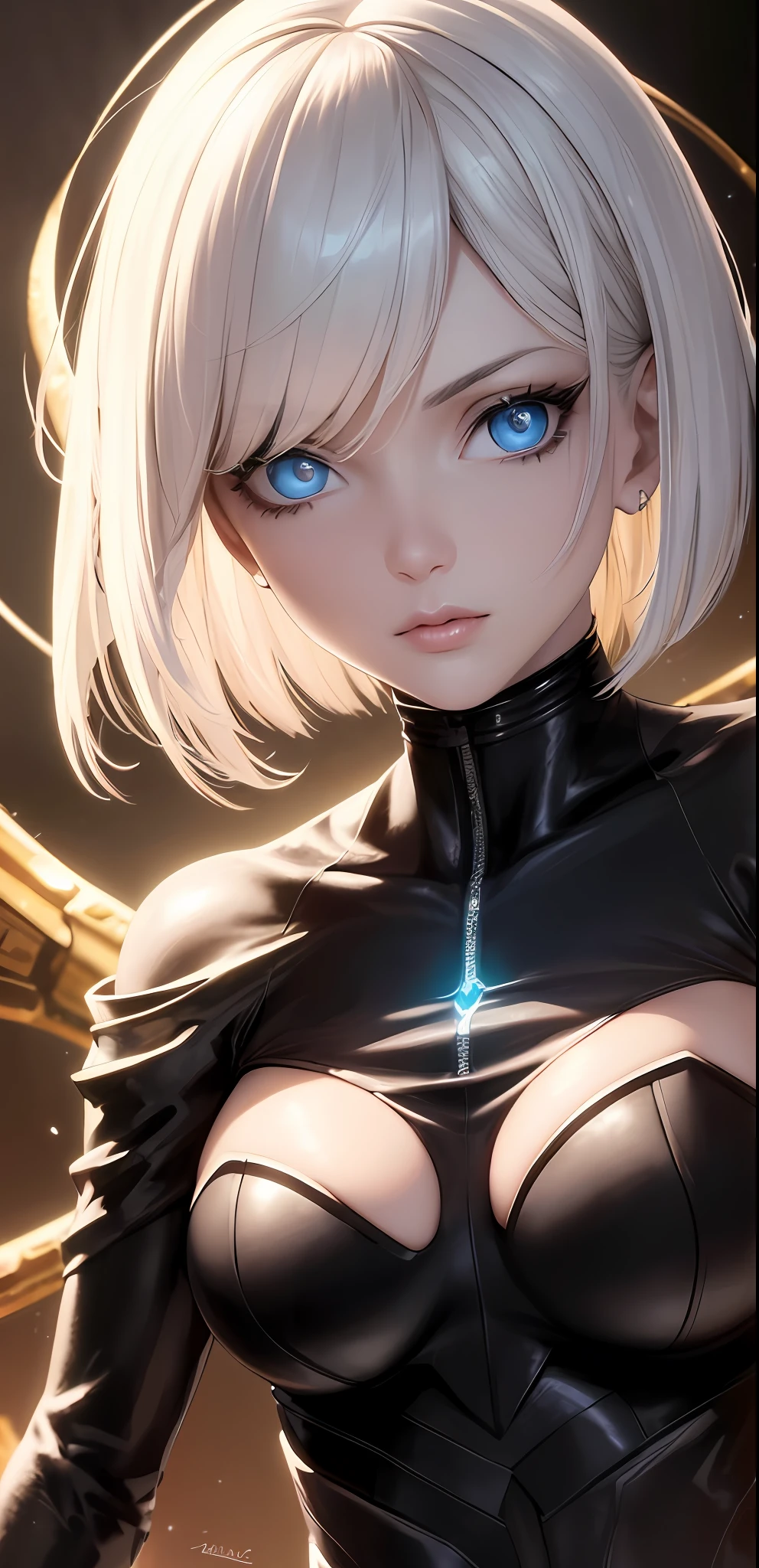 ((From a beautiful & perfect face to a hot waist)) superheroine masterpiece hyperrealist & photorealist beauty young astonishing anime ((asymmetrical eyes)), pearly perfect skin (short bob cut hair) in realistic & hyperdetailed combat body plugsuit with cape & scarf in 8k, full HD vines, detailed artistic, aesthetic, midnight aura, glowing, glamour, glow, shadows, developed by Unreal Engine 5, Ultra Sharp Focus, Art by Alberto Seveso, Sci-Fi, Intricate Artwork, golden Ratio, epic, HR Giger STYLE, highly detailed, vibrant, UHD 8K