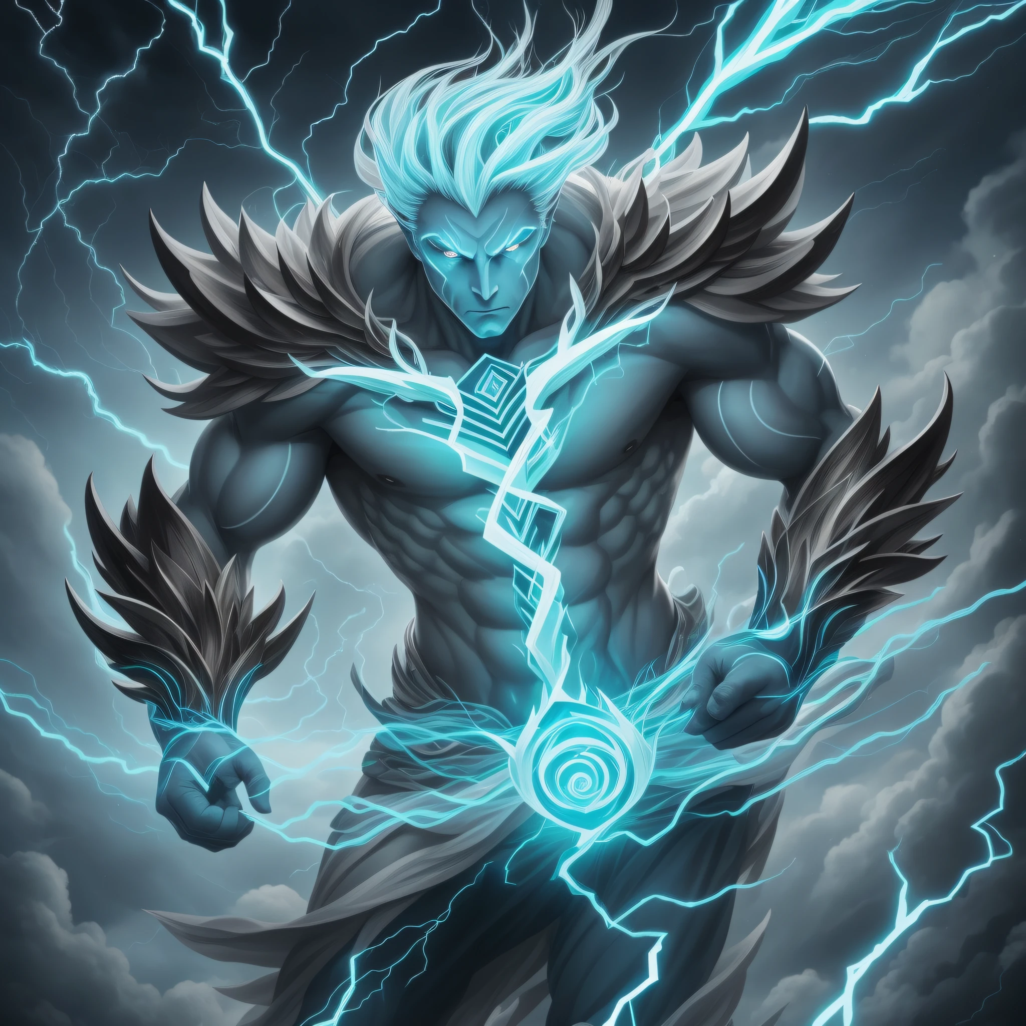 Elemental of the Windstorms is a powerful creature that has the ability to control winds and storms, being able to create hurricanes and tornadoes with a simple movement. Its appearance is unique, with skin reminiscent of stormy clouds and eyes that glow like lightning. He is a legendary figure, present in many cultures and ancient stories.