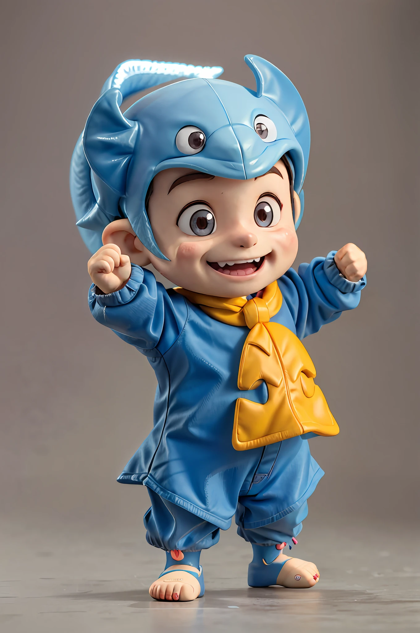 1 baby wearing a blue whale costume, smiling, bright brown eyes, very happy, big smile, playful and sappy, cheeky **********, digital art inspired by Abidin Dino, winner of zbrush central contest, digital art, adorable digital painting, cartoon creature, cute cartoon character, cute render 3 d, cute creature, detailed cute digital art,  cute detailed digital art, cute character, cute little child, 3d character art, cute pixar character, whale costume