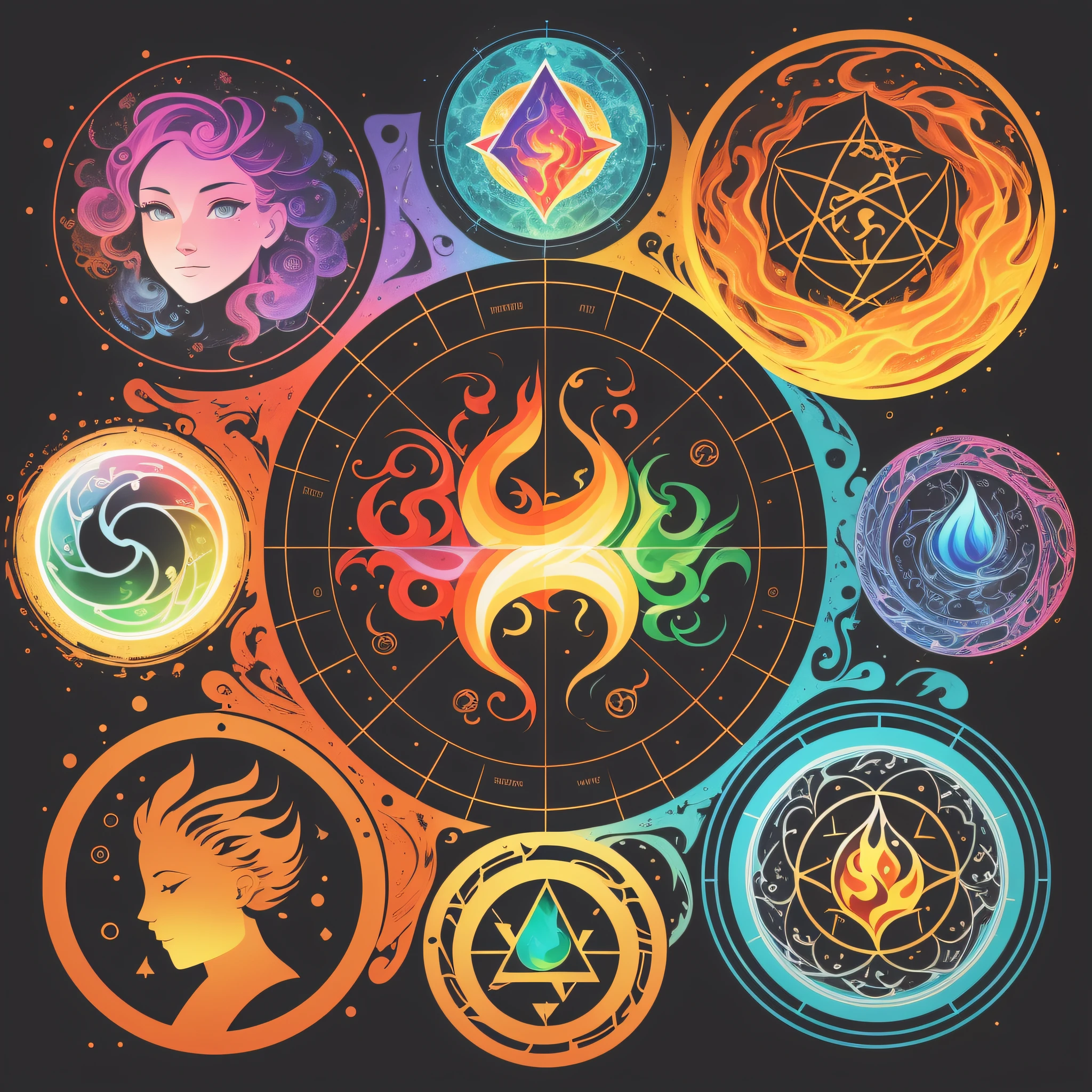 Use shapes and symbols that represent the elements (water, fire, earth, air, etc.). Choose colors that match the specific elements. Add facial expressions to convey personality to the elemental monsters. Try adding textures or patterns related to elements. Visually balance the elements and colors in the design. Determine the art style that best suits the aesthetics of the game. Ensure that the text is readable and complements the style of the logo. Based on these guidelines, you can create an imaging command that includes these elements and allows you to customize colors, facial expressions, textures, and art style.