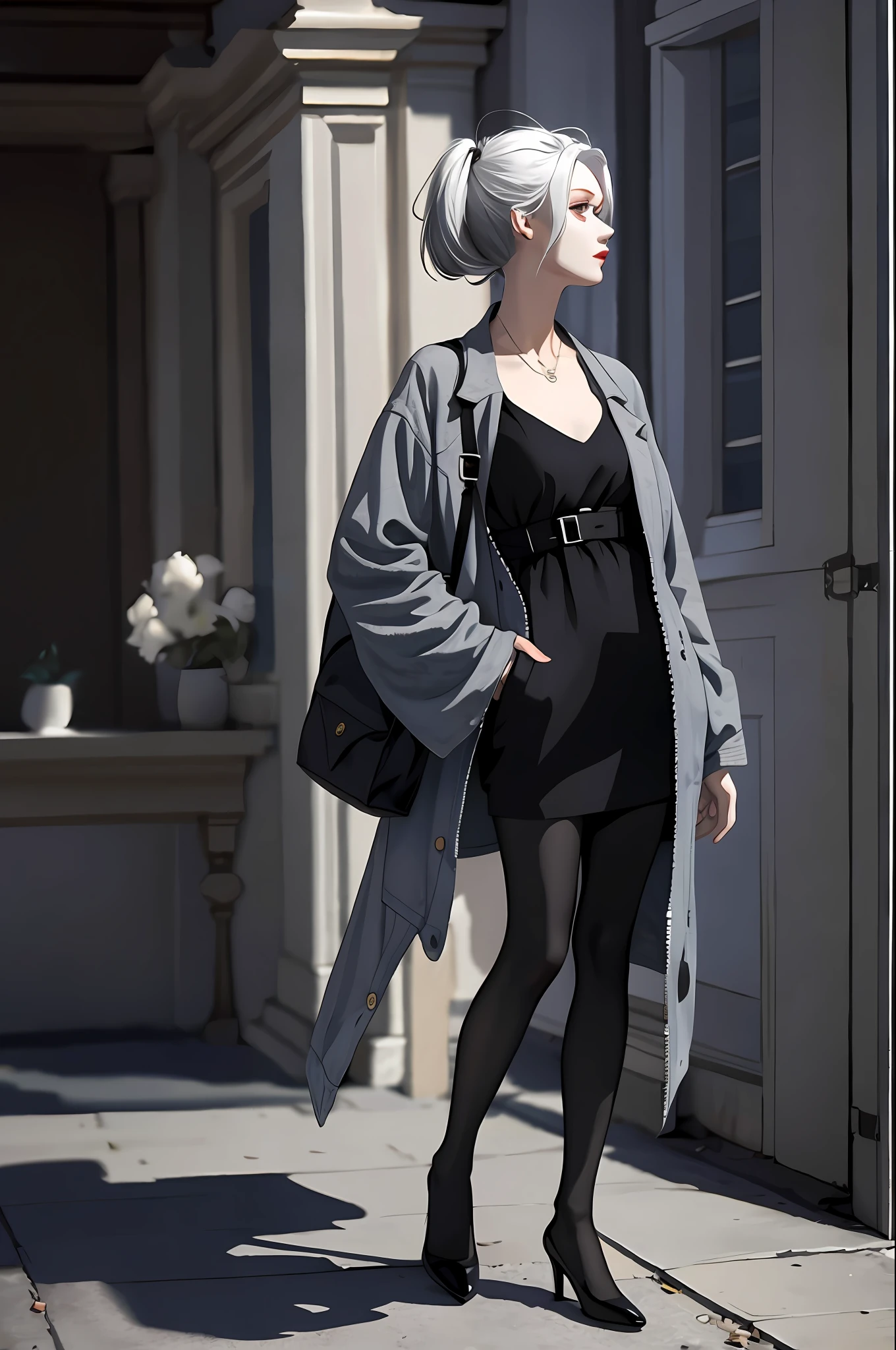 Girl, full body, masterpiece, fashion, gray hair