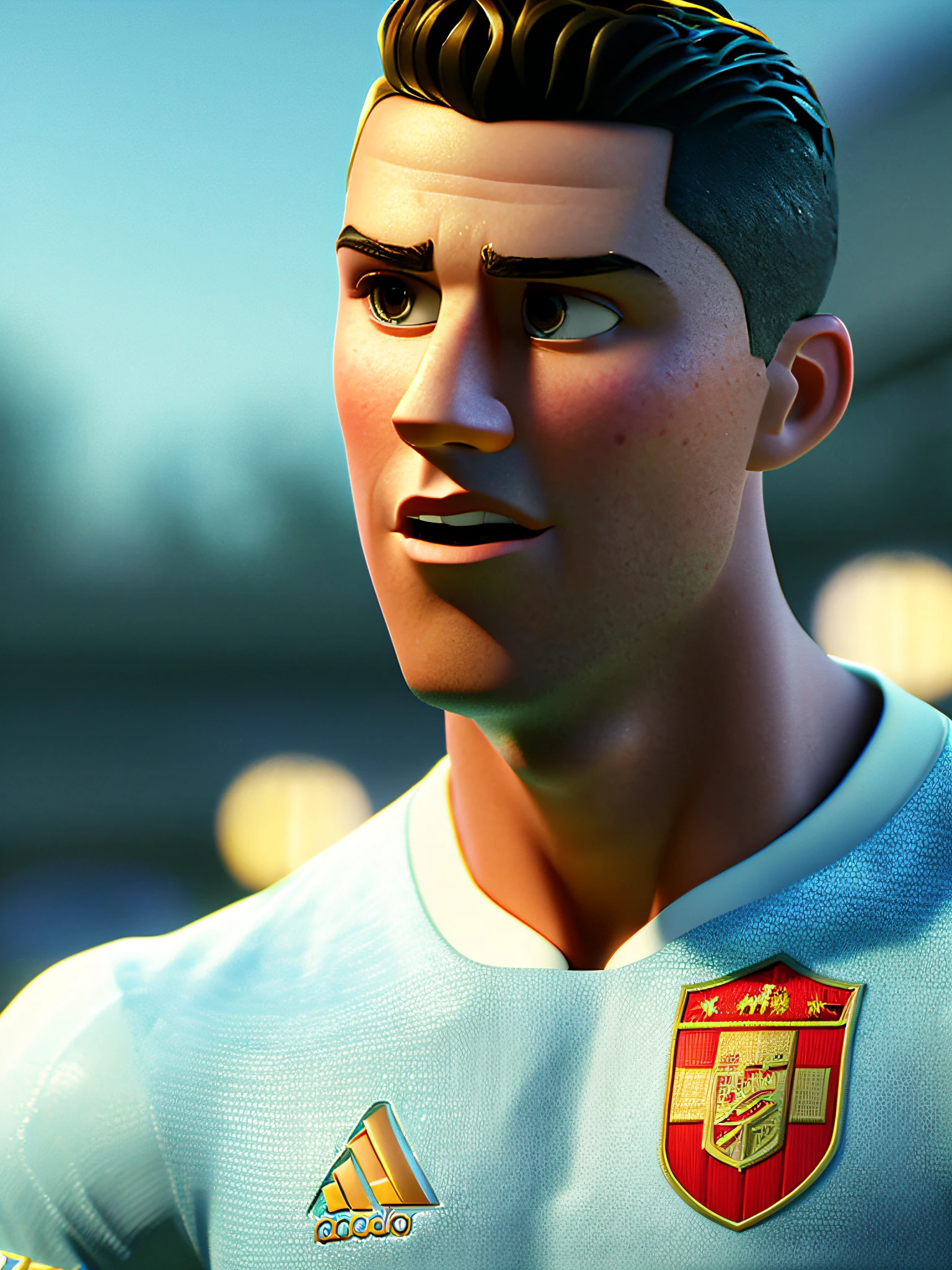Cristiano Ronaldo , (Pixar style) (masterpiece:1.2) (bokeh) (best quality) (detailed skin) (detailed texture) (8k) (claymation) (cinematic lighting) (sharp focus, Social realism, Realism, ray tracing, reflection light, high quality, high details, super detail, 8k, 16k, best quality