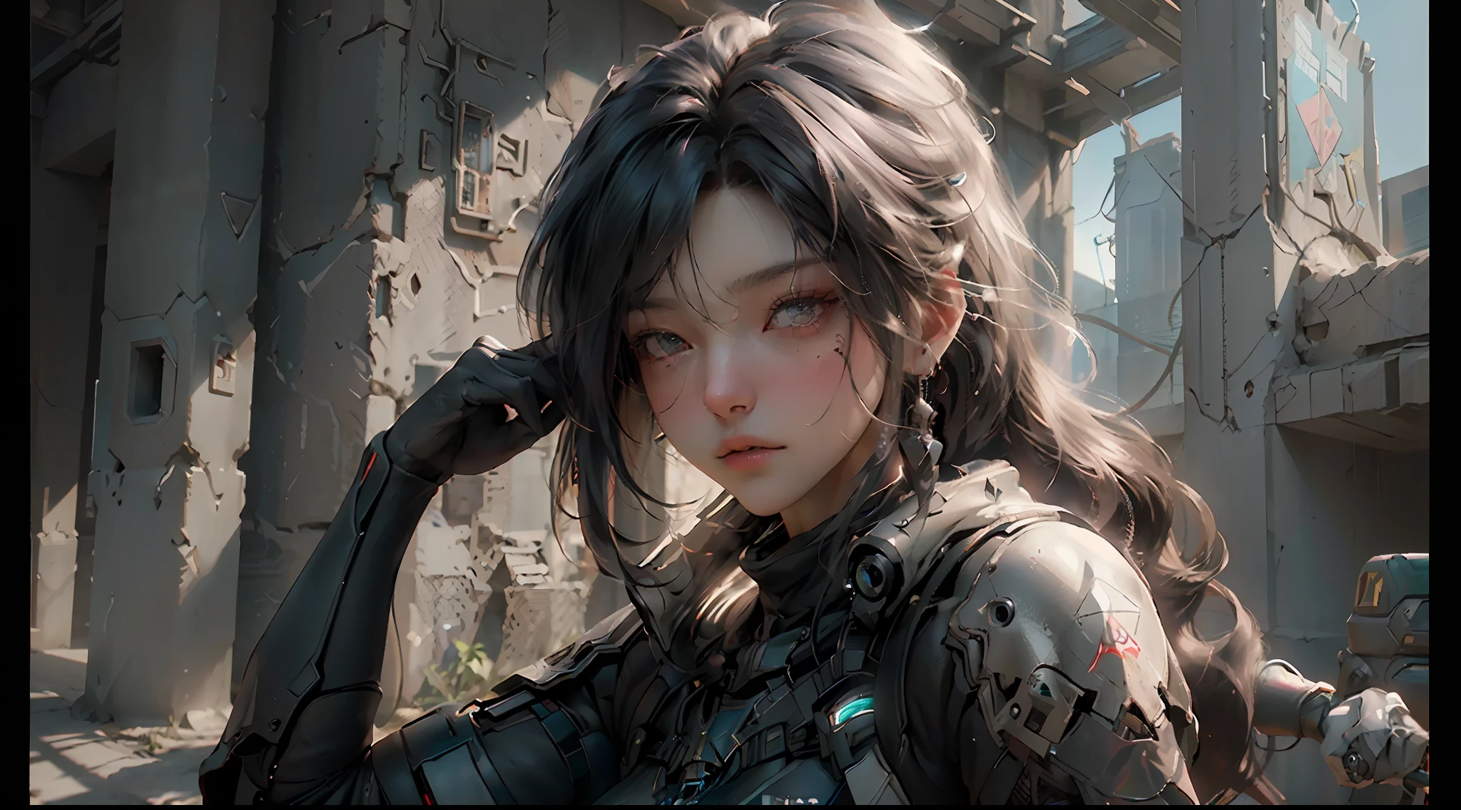 ((Best quality)), ((masterpiece)), (detailed:1.4), 3D, an image of a beautiful cyberpunk female,HDR (High Dynamic Range),Ray Tracing,NVIDIA RTX,Super-Resolution,Unreal 5,Subsurface scattering,PBR Texturing,Post-processing,Anisotropic Filtering,Depth-of-field,Maximum clarity and sharpness,Multi-layered textures,Albedo and Specular maps,Surface shading,Accurate simulation of light-material interaction,Perfect proportions,Octane Render,Two-tone lighting,Wide aperture,Low ISO,White balance,Rule of thirds,8K RAW,