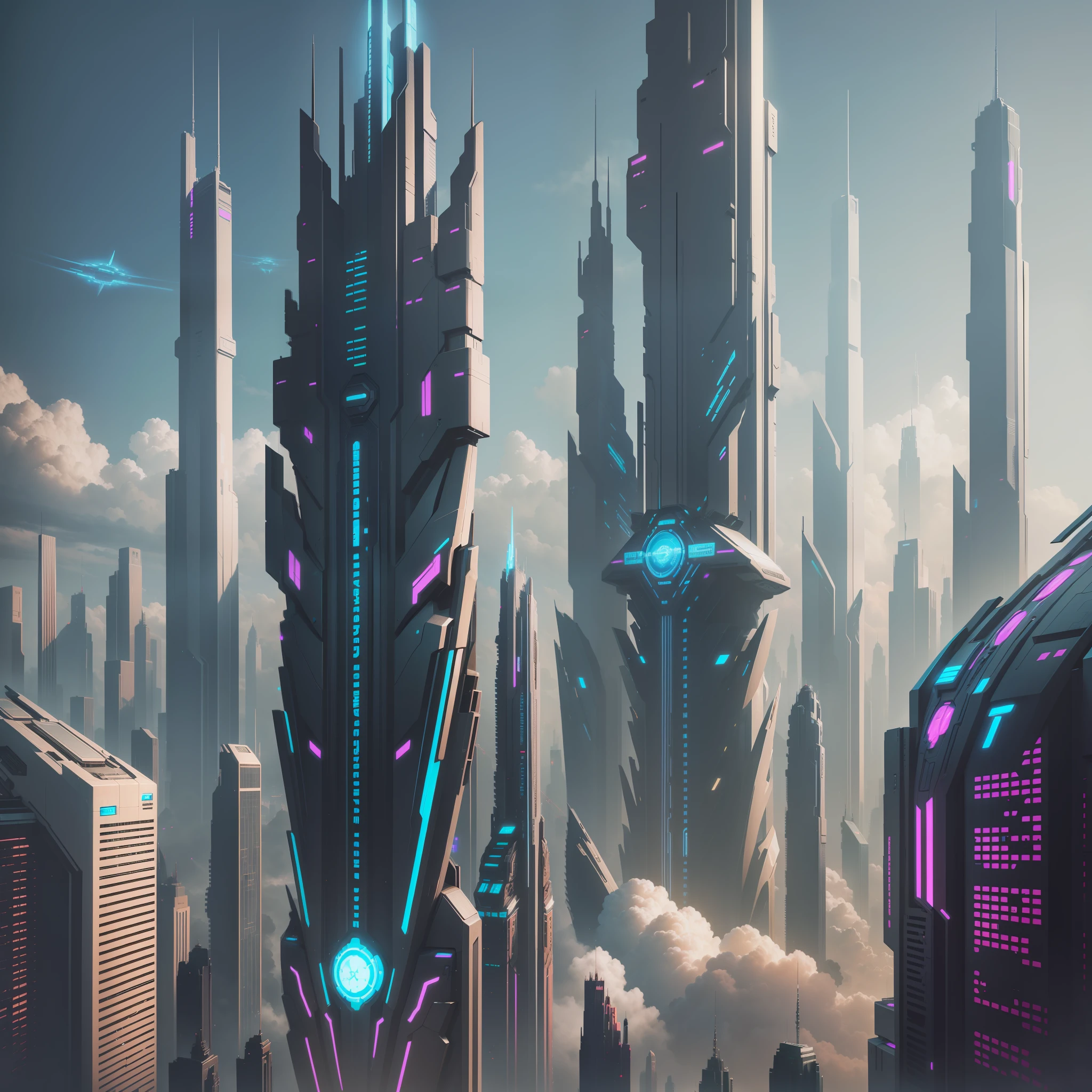 futuristic megalomaniac cyberpunk sci-fi futuristic world top quality masterpiece universe skyscrapers