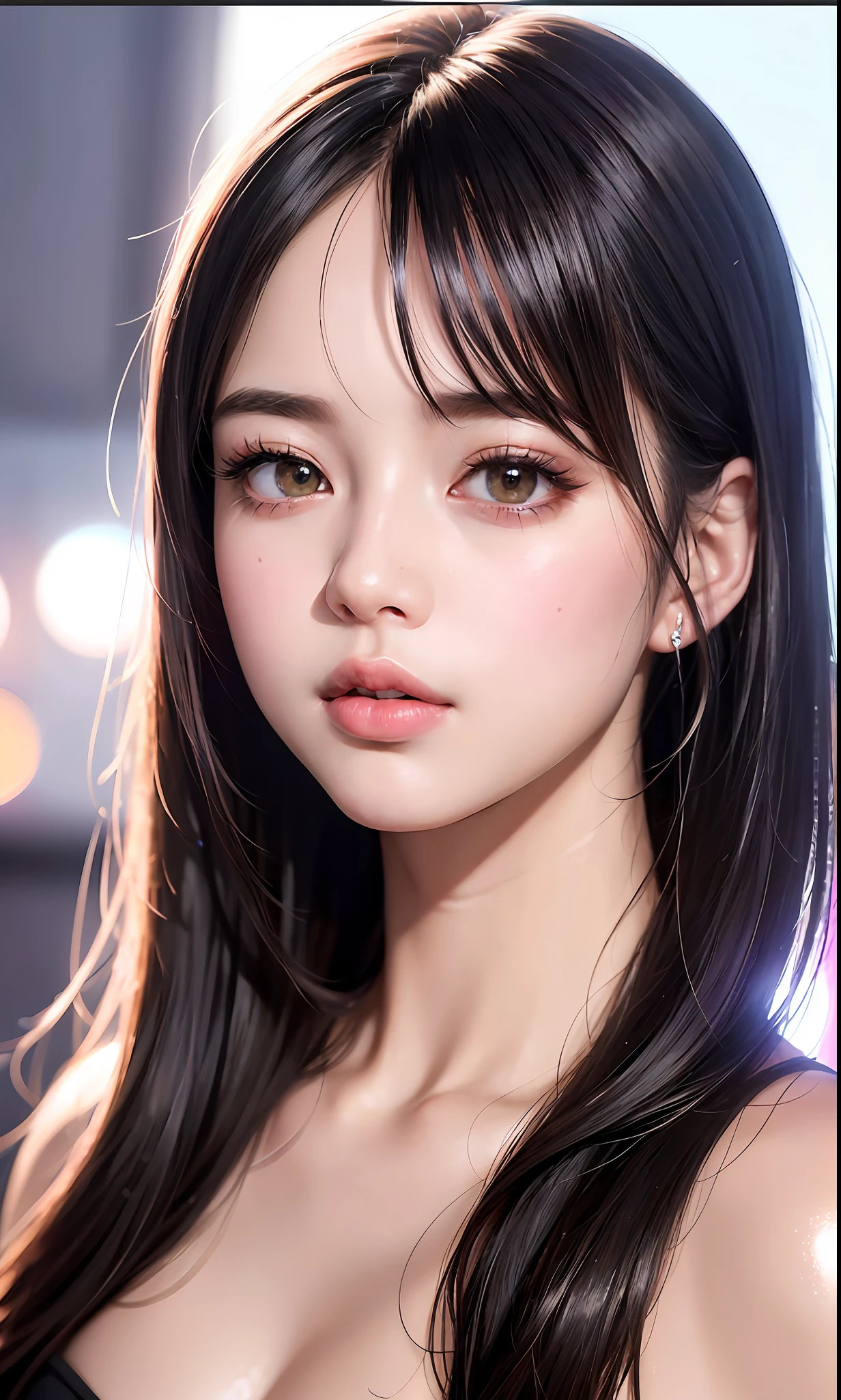 (8k, RAW photorealistic: 1.25), (lip gloss, eyelashes, shiny face, shiny skin, best quality, ultra high resolution, depth of field, chromatic aberration, caustics, wide lighting, natural shading, Kpop idol) Japan viewer with a calm, goddess-like euphoria