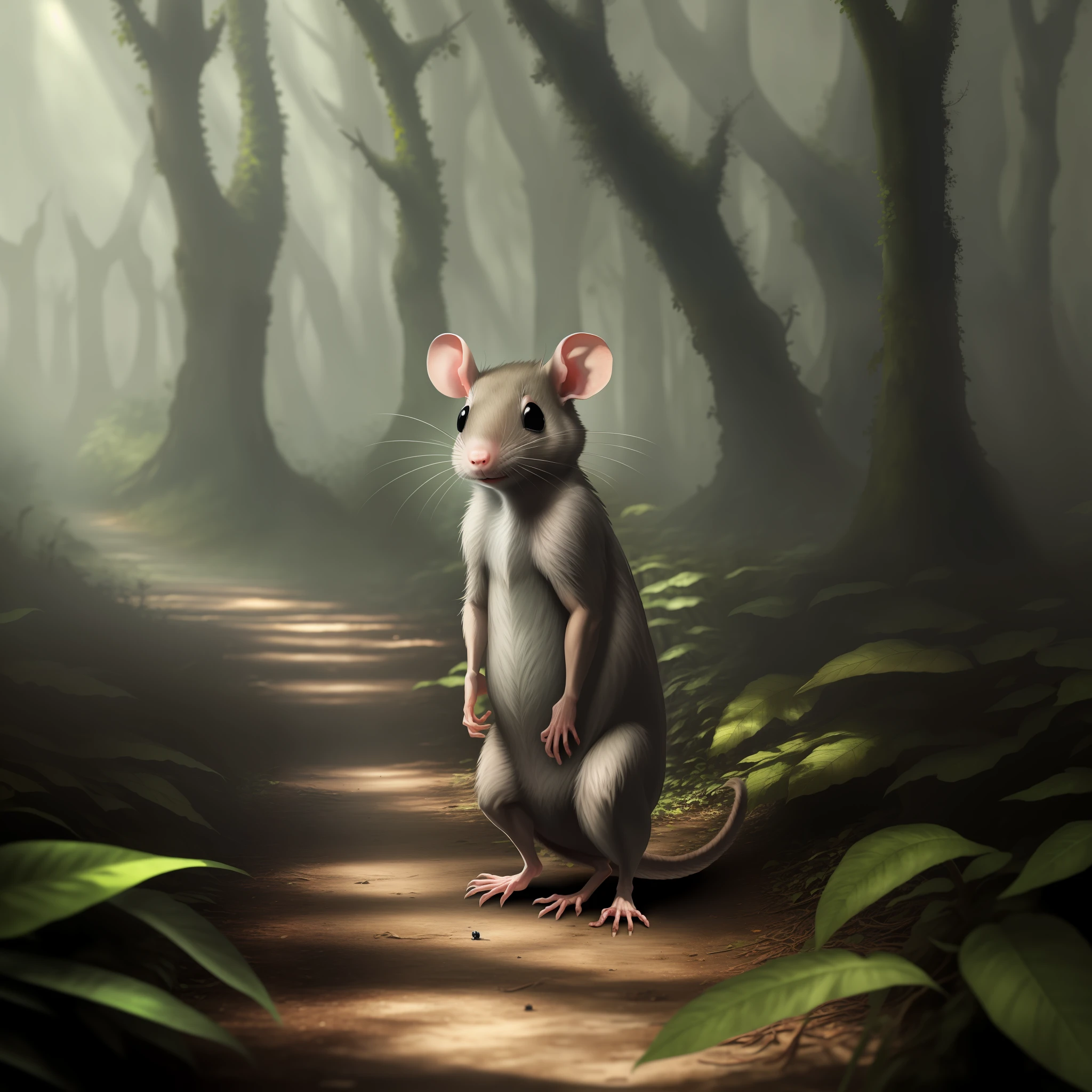 Scared Rat in the Forest