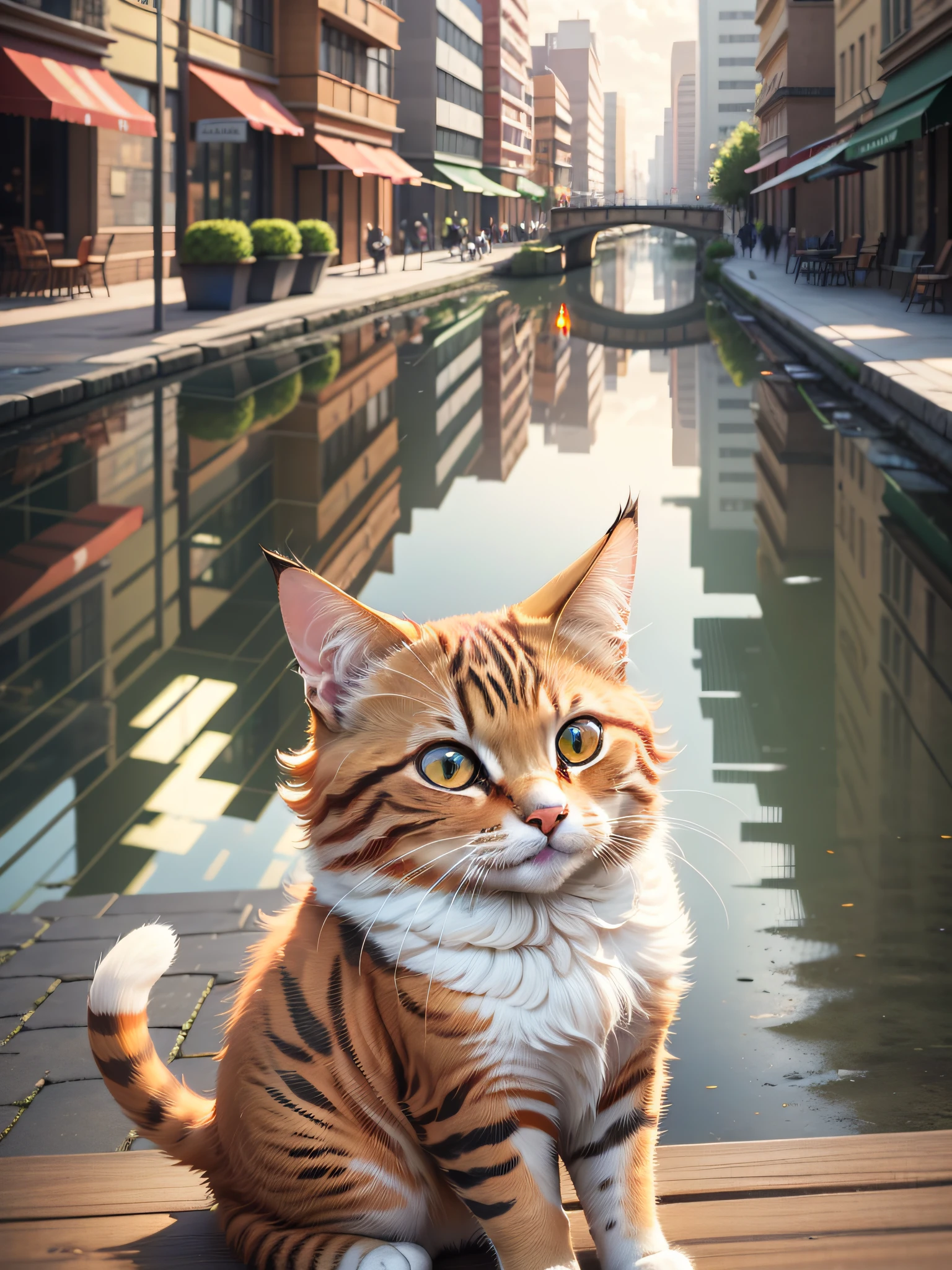 there is a cat sitting on a wooden bench in the city, sad cat, beautiful mutt picture, photo of a cat, ginger cat, cat on the table, the cat is walking, angry cat, an antro cat, cute furry needs your help, shutterstock, orange cat, white cat, an orange cat, a cute cat, pet,  cute cat, Social realism, Realism, ray tracing, reflection light, high quality, high details, super detail, 8k, 16k, best quality --auto --s2