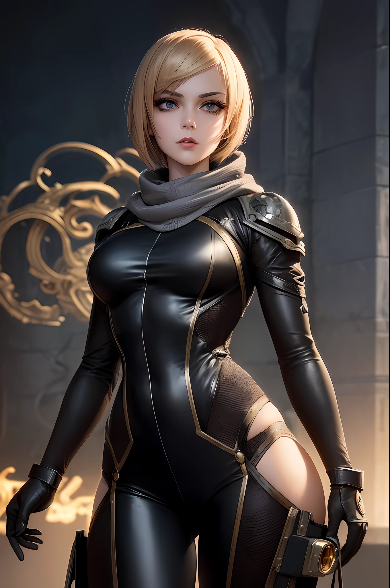 ((From a beautiful & perfect face to a hot waist)) superheroine masterpiece hyperrealist & photorealist beauty young astonishing anime, pearly perfect skin (short bob cut hair) in realistic & hyperdetailed combat body plugsuit with cape & scarf in 8k, full HD vines, detailed artistic, aesthetic, midnight aura, glowing, glamour, glow, shadows, developed by Unreal Engine 5, Ultra Sharp Focus, Art by Alberto Seveso, Sci-Fi, Intricate Artwork, golden Ratio, epic, HR Giger STYLE, highly detailed, vibrant, UHD 8K