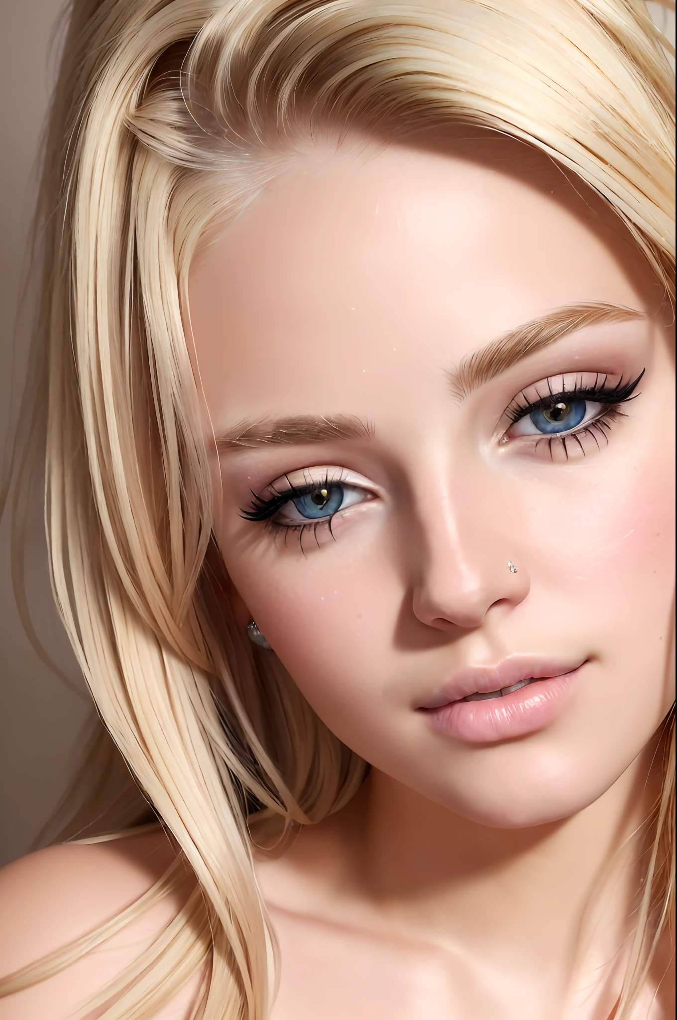 ((best quality)), ((ultra res)), ((photorealistic:1.4)), (intricate details), 19 years old, blonde hair, perfect face, make up:1.5, light on face, face detail,