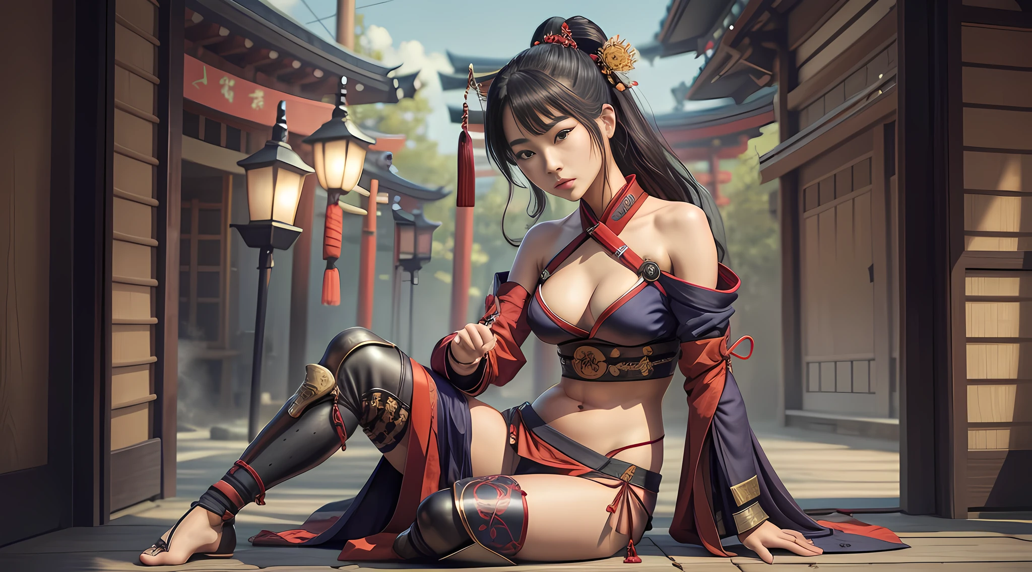 A samurai woman with samurai mask, gorgeous sitting position with sward, half chest arms, photo of Jason Chen, tumblr, shin hanga, beautiful asian girl, japanese model, beautiful body and face, attractive body, beautiful asian woman, sexy girl, gorgeous young woman, perfect body, sexy body, sexy body and face, korean girl, beautiful body, beautiful model girl, realistic style