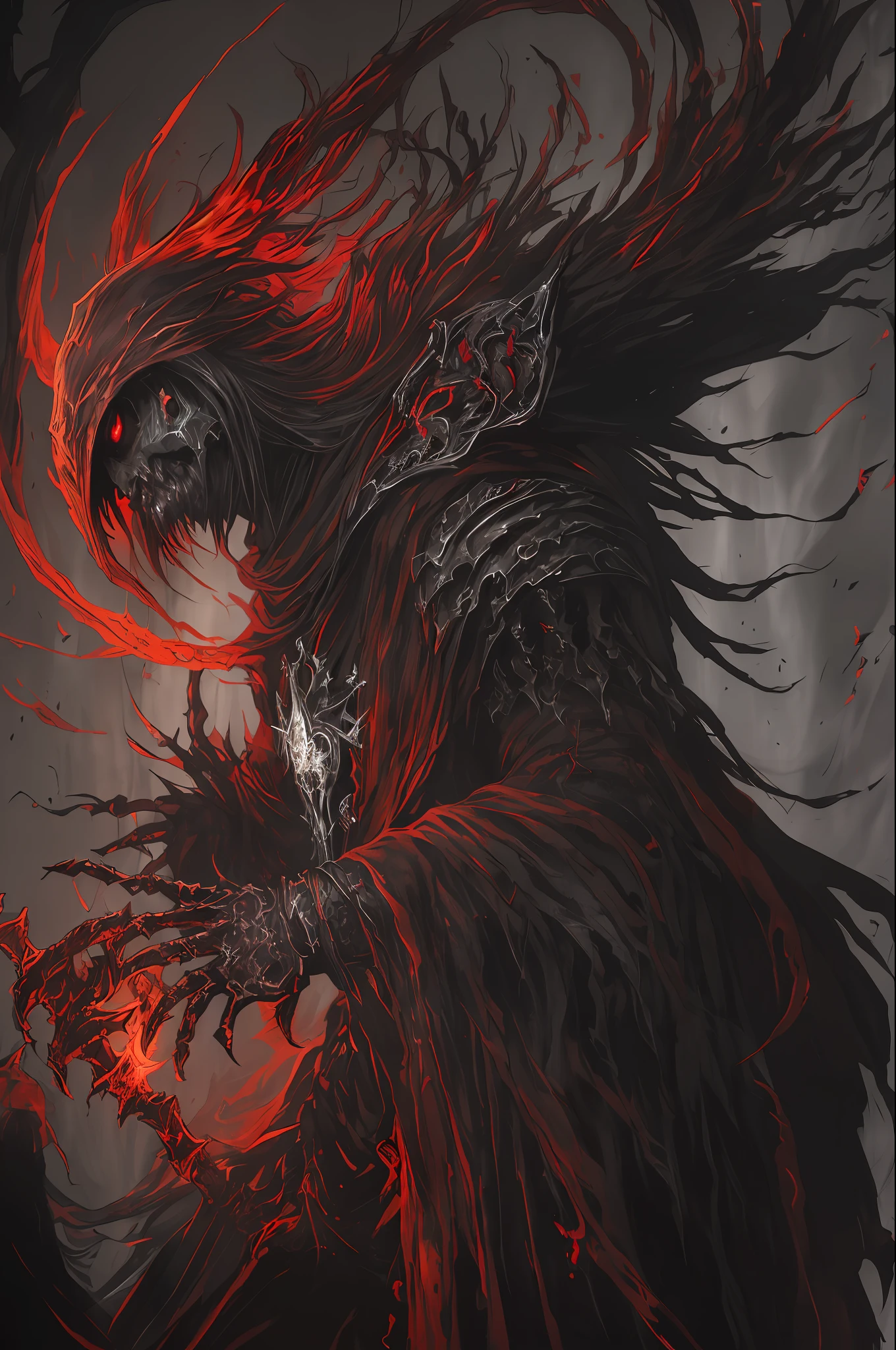 (ashenhard style:1.4), masterpiece, best quality, high quality,(a dark shapeless creature with a dark red glow and red eyes and surrounded by darkness:1.2), (in profile), (darkness:1.2), abstraction, abyssopelagic, award winning photography, Depth of Field, HDR, extremely detailed, trending on artstation, trending on CGsociety, Intricate, High Detail,