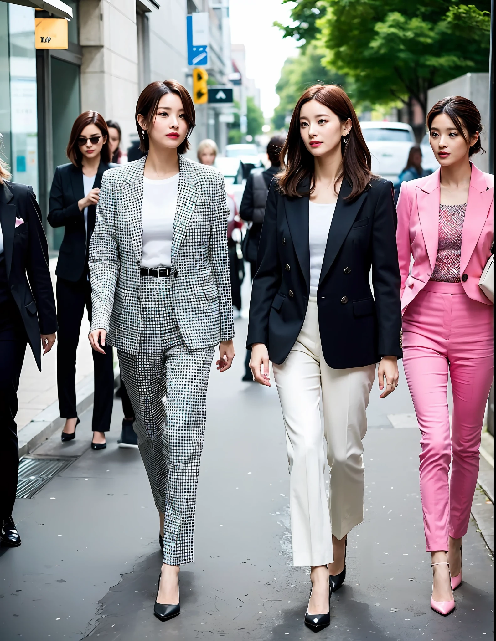 2. Smartly Use a Suit Jacket to Create an Intellectual Look
As middle-aged women, we are experienced and intelligent representatives. Why not showcase your confident and intellectual side through a suit jacket? Choose a well-fitted suit jacket and pair it with loose pants or a long skirt, which will give you a unique style for both business occasions and casual dates. It's best to choose bright and vibrant colors, such as pink or light blue, to make the whole outfit more lively yet elegant. Complete the look with a pair of high heels.