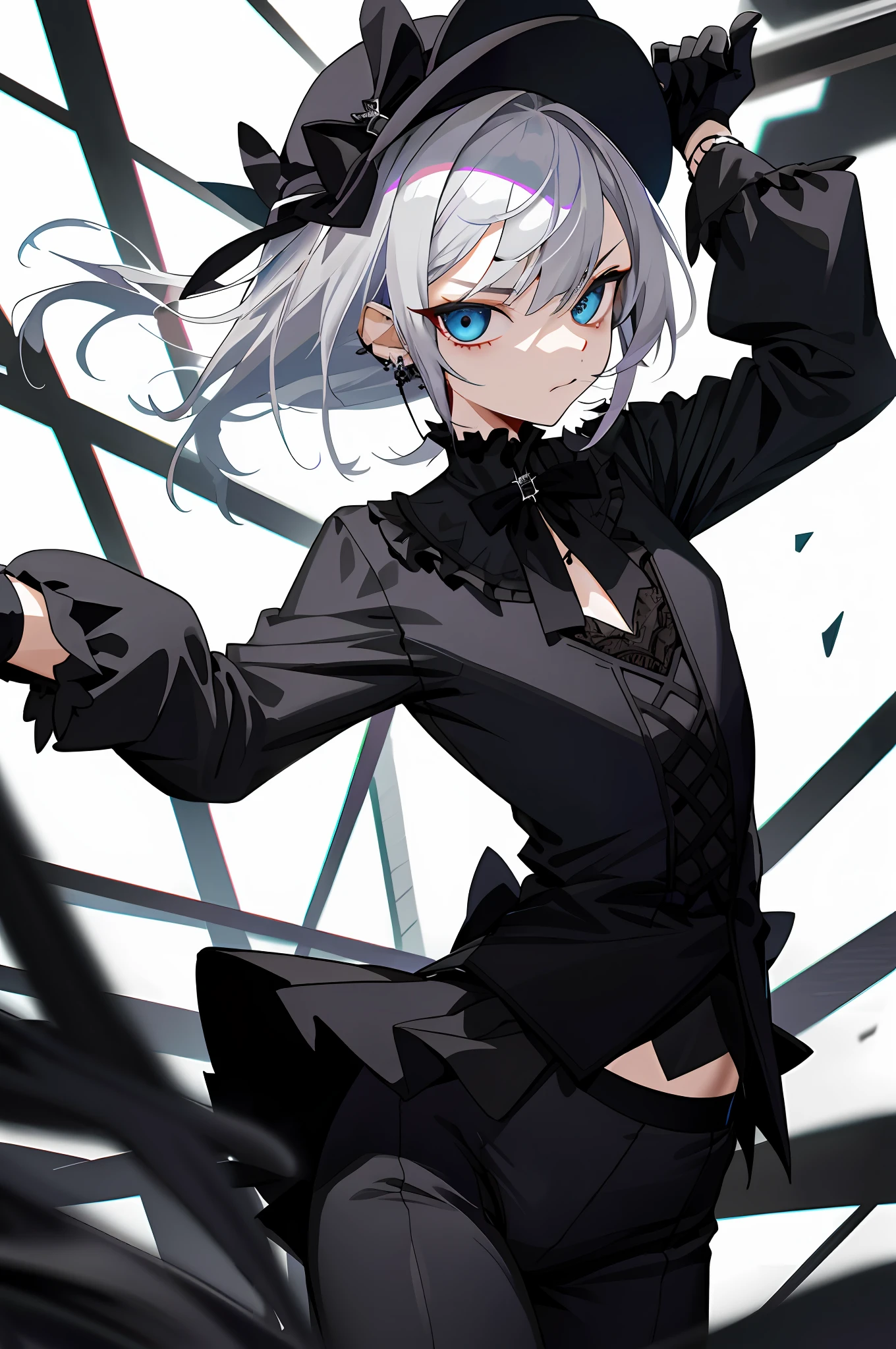 bare crotch, goth loli black, breast gap, skirt, skirt up pants, (((1)))solo, crotch, silver hair, long hair, sexual, sexual arousal, anime, pony, blue eyes, black undergarment, , white background, boy masculine crotch, crotch bulge, slender cute young man, skirt, gothic dress, show tits doya face, cross-dressing, doya face, black tights, youth, pierced left ear, gothic glovesShow, underwear, white background, fitting room