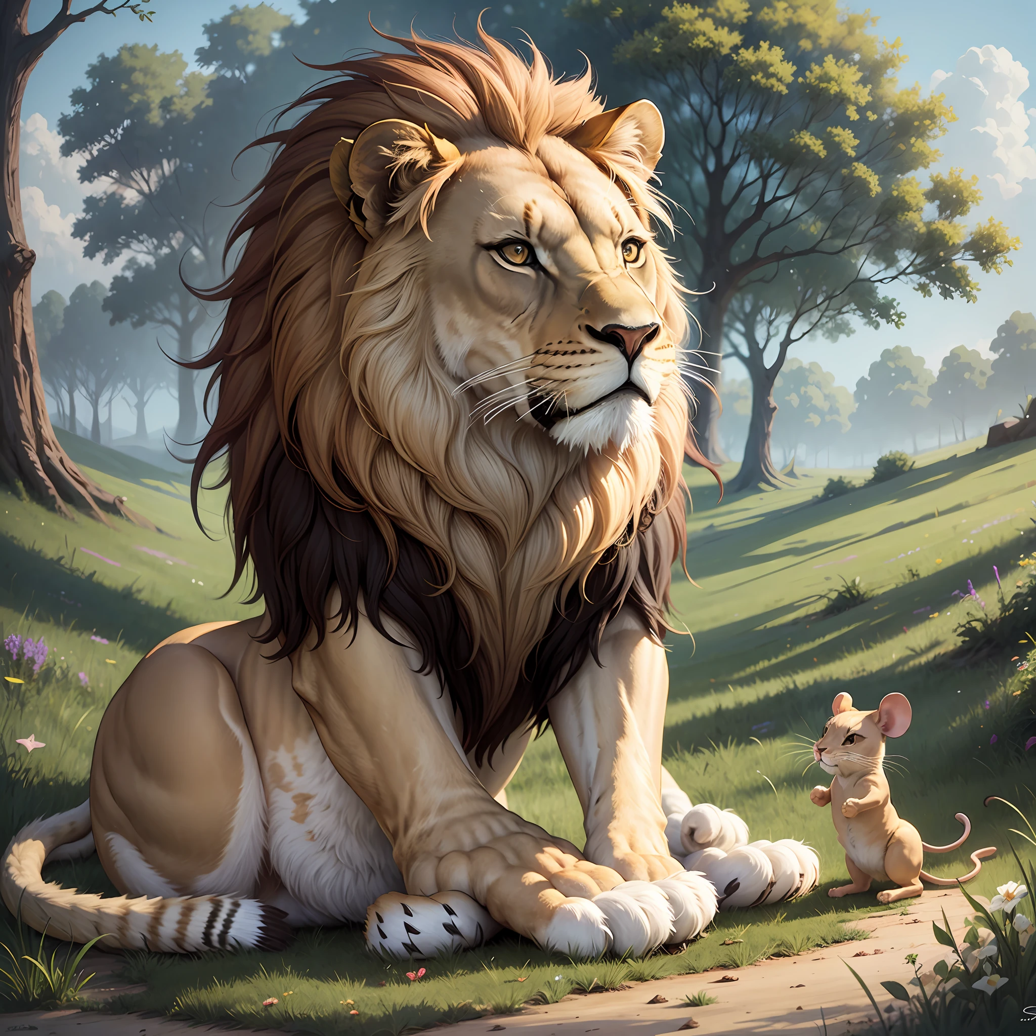 A lion thanking a mouse --auto --s2