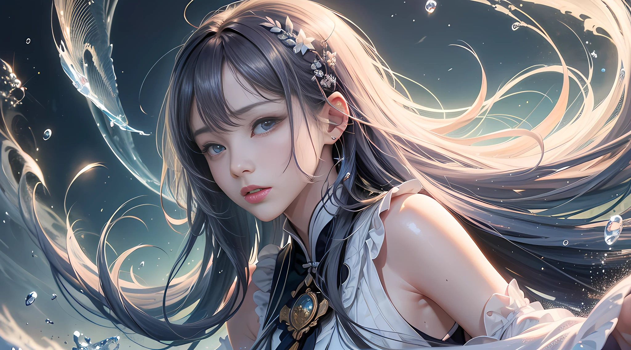 (8k, RAW photo:1.2), best quality, ultra high res,dramatic angle,(fluttered detailed color splashs), (illustration),(((1 girl))),(long hair),(rain:0.9), (头饰:1.4),少女身边有一座古宫,汉服,(重点),彩色水墨画,(泼彩),泼彩,(((colorful))),(素描:0.8) , Masterpiece, best quality, beautiful painted, highly detailed,(denoising:0.6),[splash ink],((ink refraction)), (beautiful detailed sky),moon,highly,detaild,(masterpiece, best quality, extremely detailed） CG unity 8k壁纸，杰作，最好的质量，超详细），（石蒜），