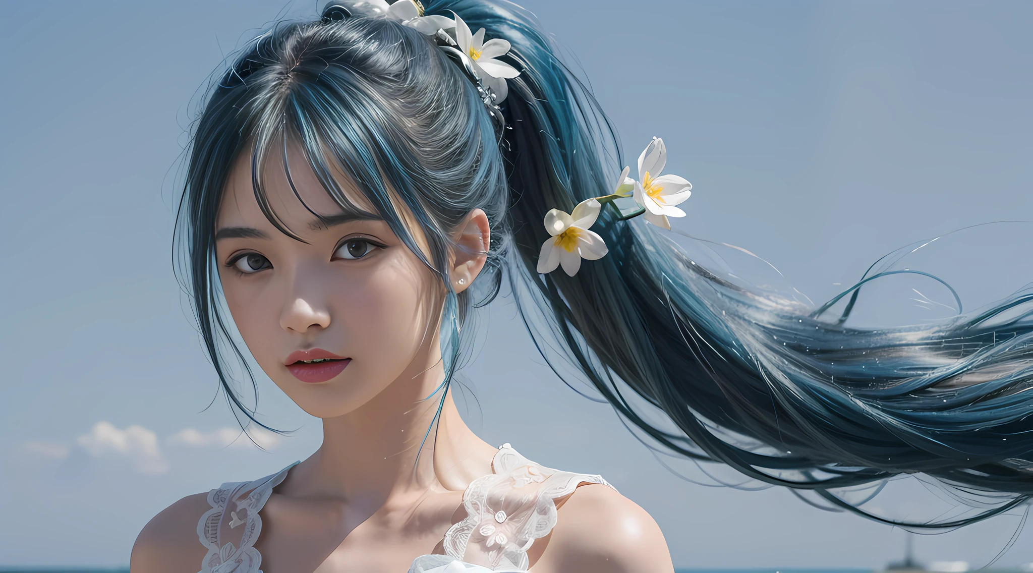 (masterpiece), (best quality), (ultra detailed),(disheveled hair),(illustration), (1girl), (Fashionable clothing), standing, Fashion model, looking at viewer, (interview), (simple background),beautiful detailed eyes, delicate beautiful face, Floating,(high saturation),(colorful splashes),colorful bubble,(shining), focus on face, ponytail, kamisato ayaka, light blue hair, bangs, hair ring, floating flowers, floating hairs, (shining), best lighting, best shadow,