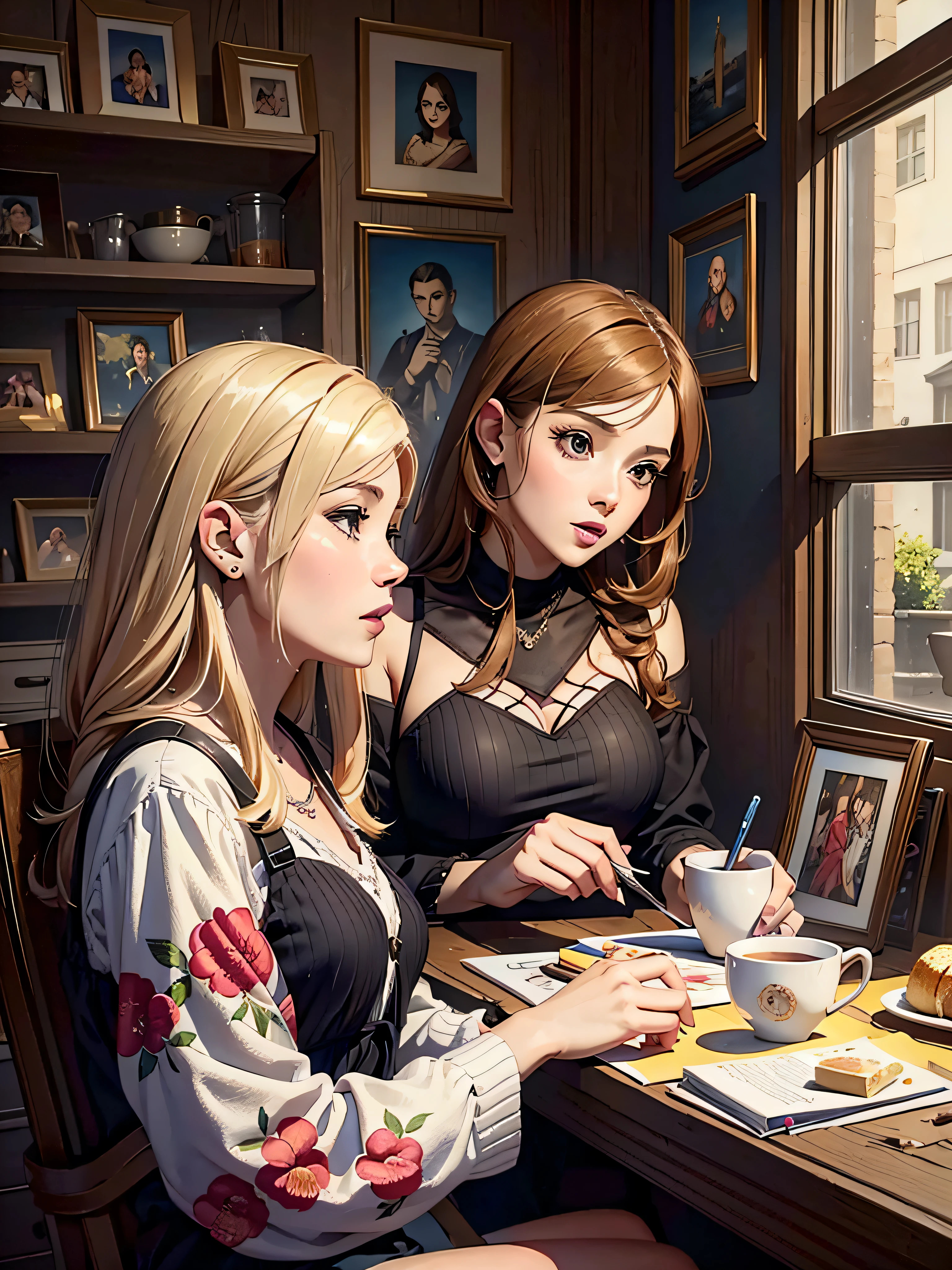 A few people, gathering, gossiping, snickering, pinterest, art station, lou ll art