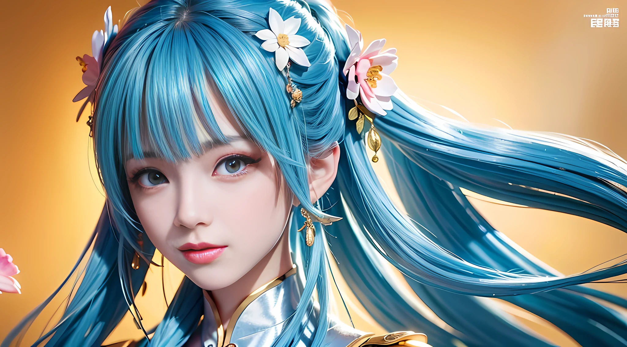 (masterpiece), (best quality), (ultra detailed),(disheveled hair),(illustration), (1girl), (Fashionable clothing), standing, Fashion model, looking at viewer, (interview), (simple background),beautiful detailed eyes, delicate beautiful face, Floating,(high saturation),(colorful splashes),colorful bubble,(shining), focus on face, ponytail, kamisato ayaka, light blue hair, bangs, hair ring, floating flowers, floating hairs, (shining), best lighting, best shadow,
