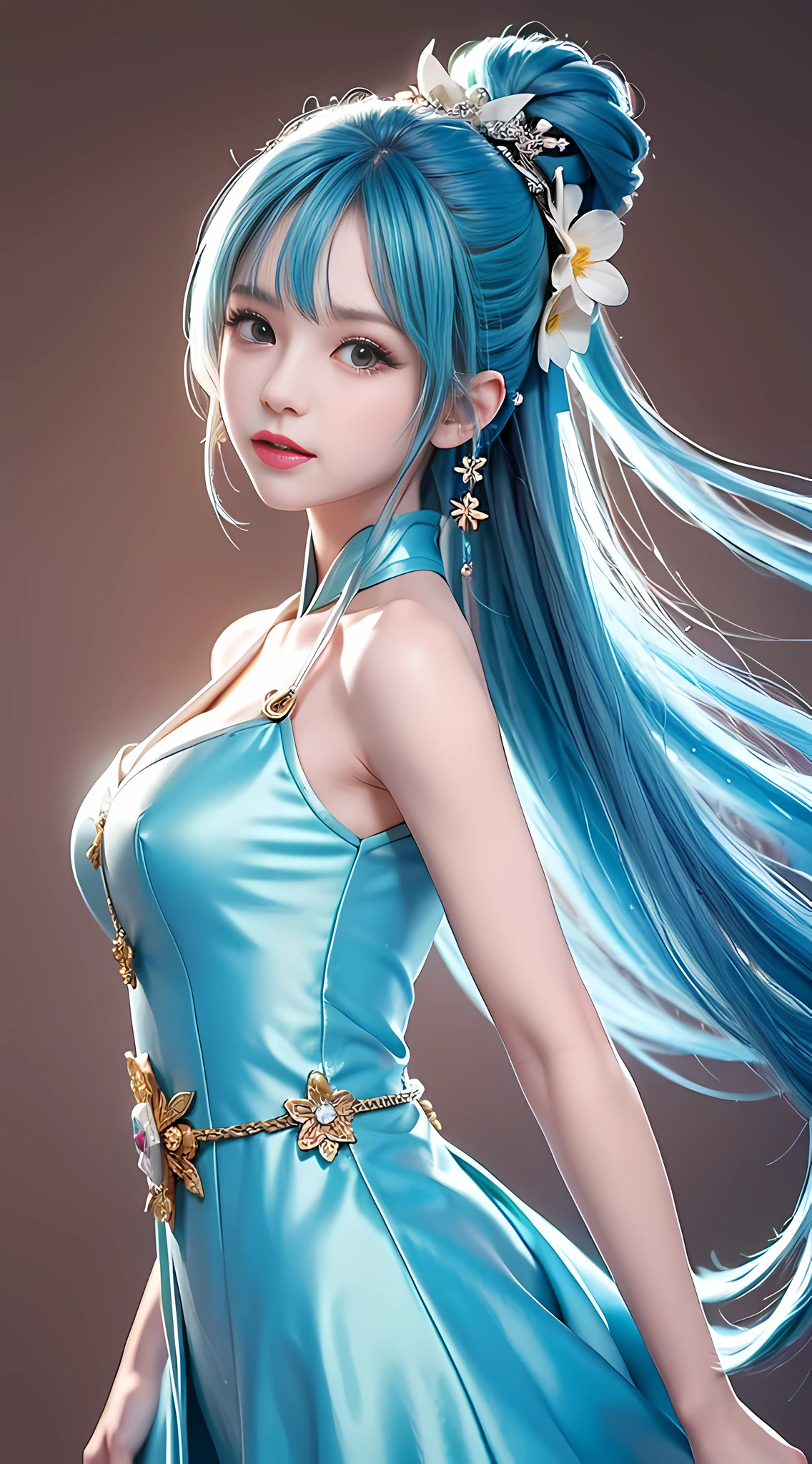 (masterpiece), (best quality), (ultra detailed),(disheveled hair),(illustration), (1girl), (Fashionable clothing), standing, Fashion model, looking at viewer, (interview), (simple background),beautiful detailed eyes, delicate beautiful face, Floating,(high saturation),(colorful splashes),colorful bubble,(shining), focus on face, ponytail, kamisato ayaka, light blue hair, bangs, hair ring, floating flowers, floating hairs, (shining), best lighting, best shadow,
