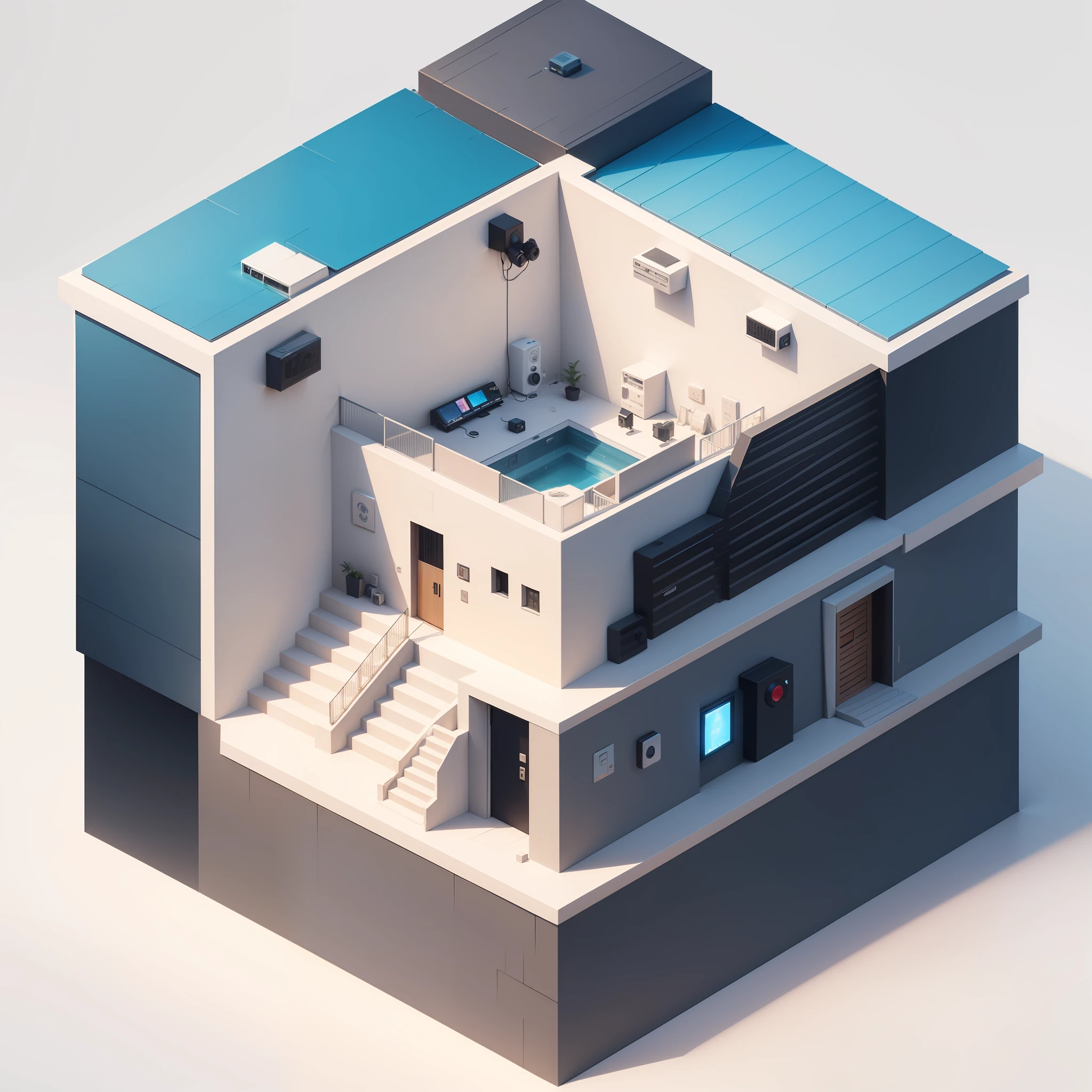Smart Prison, High wall fence, Digital command center, Monitoring system, Video intercom, IoT devices, pres, guard, E-shopping, Pay online, Intelligent warehouse, blind box toy style, high detail, ray tracing, stereogram, three sided view, Op art, 8k, high details, high quality, 8k, masterpiece, ccurate, best quality --auto --s2
