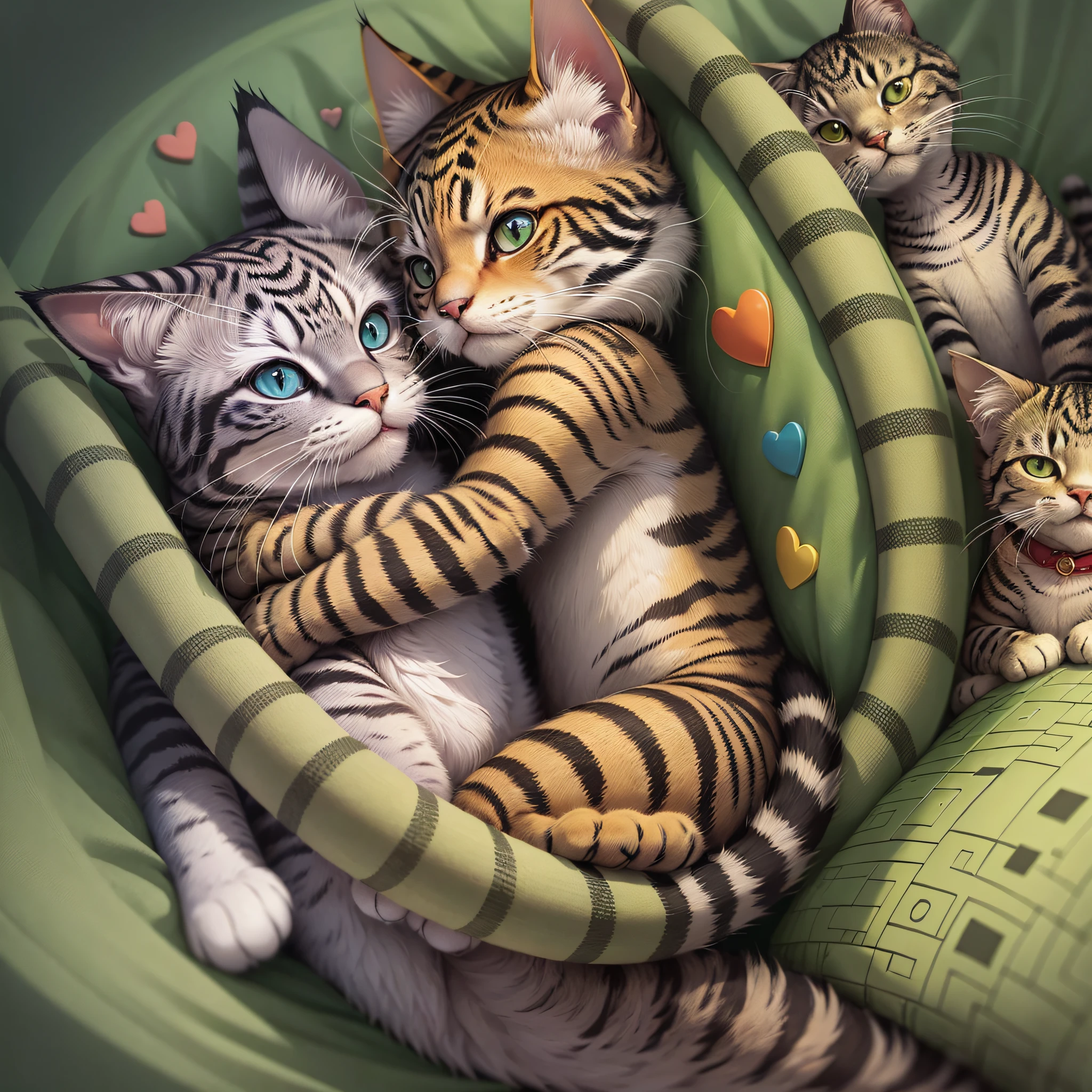 furries, cat and turtle, cuddle, love --auto --s2
