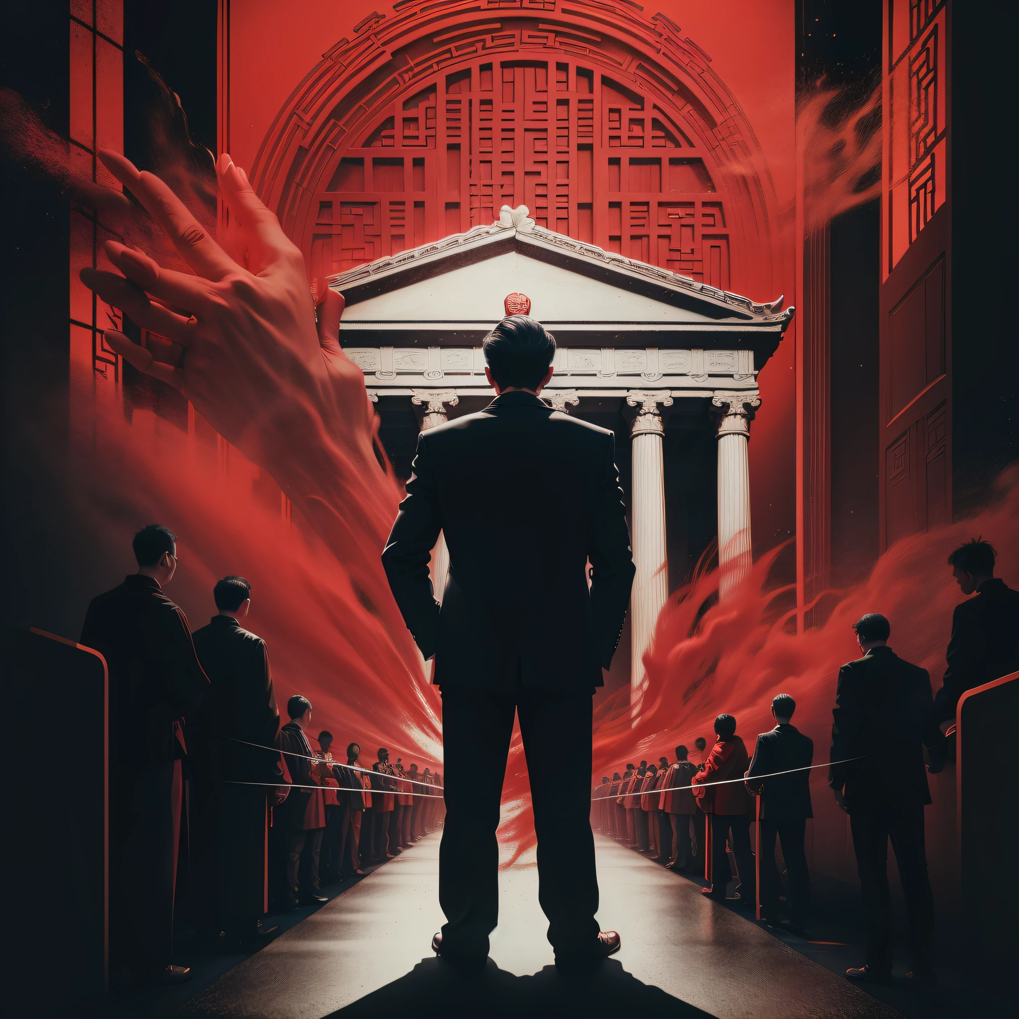 Key vision, Chinese court background, light gray background, verdict scene, stealing hand --auto --s2