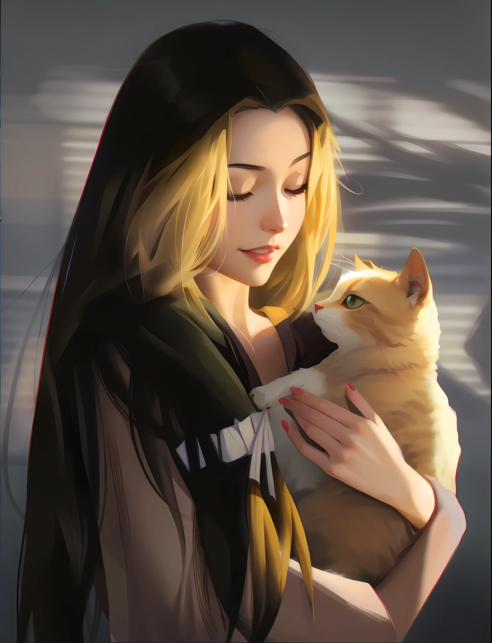 there is a woman holding a cat in her arms, made with anime painter studio, artwork in the style of guweiz, beautiful anime catgirl, painted in anime painter studio, artgerm and atey ghailan, adorable digital painting, very beautiful anime cat girl, soft anime illustration, anime cat, ilya kuvshinov with long hair --auto --s2