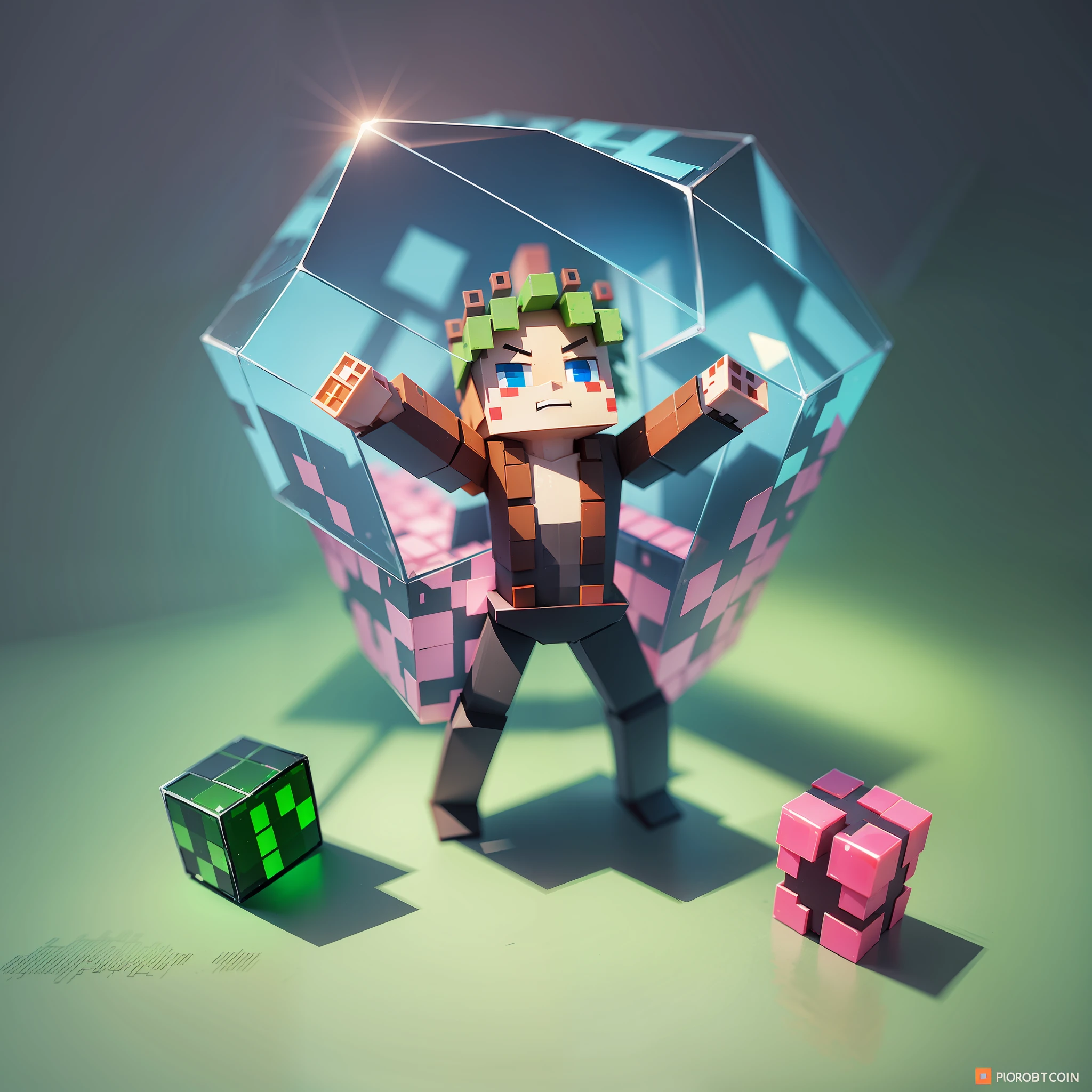 Character t-pose Lowpoly polygon from cube minecraft --auto --s2