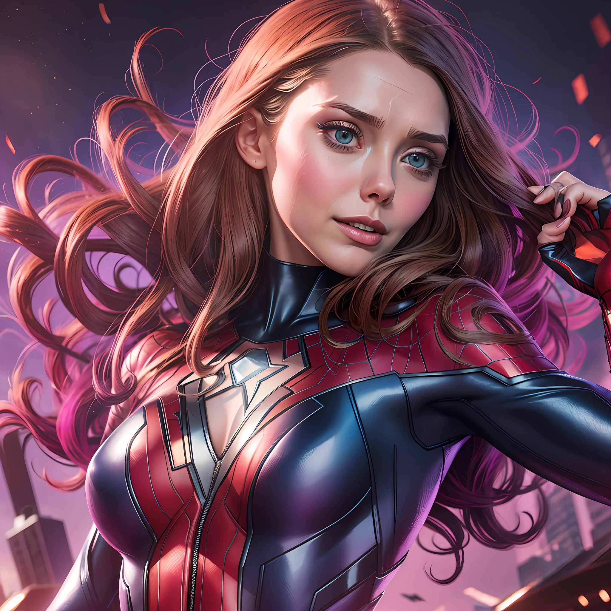 Elizabeth Olsen spider-woman ultra realistic image --auto --s2