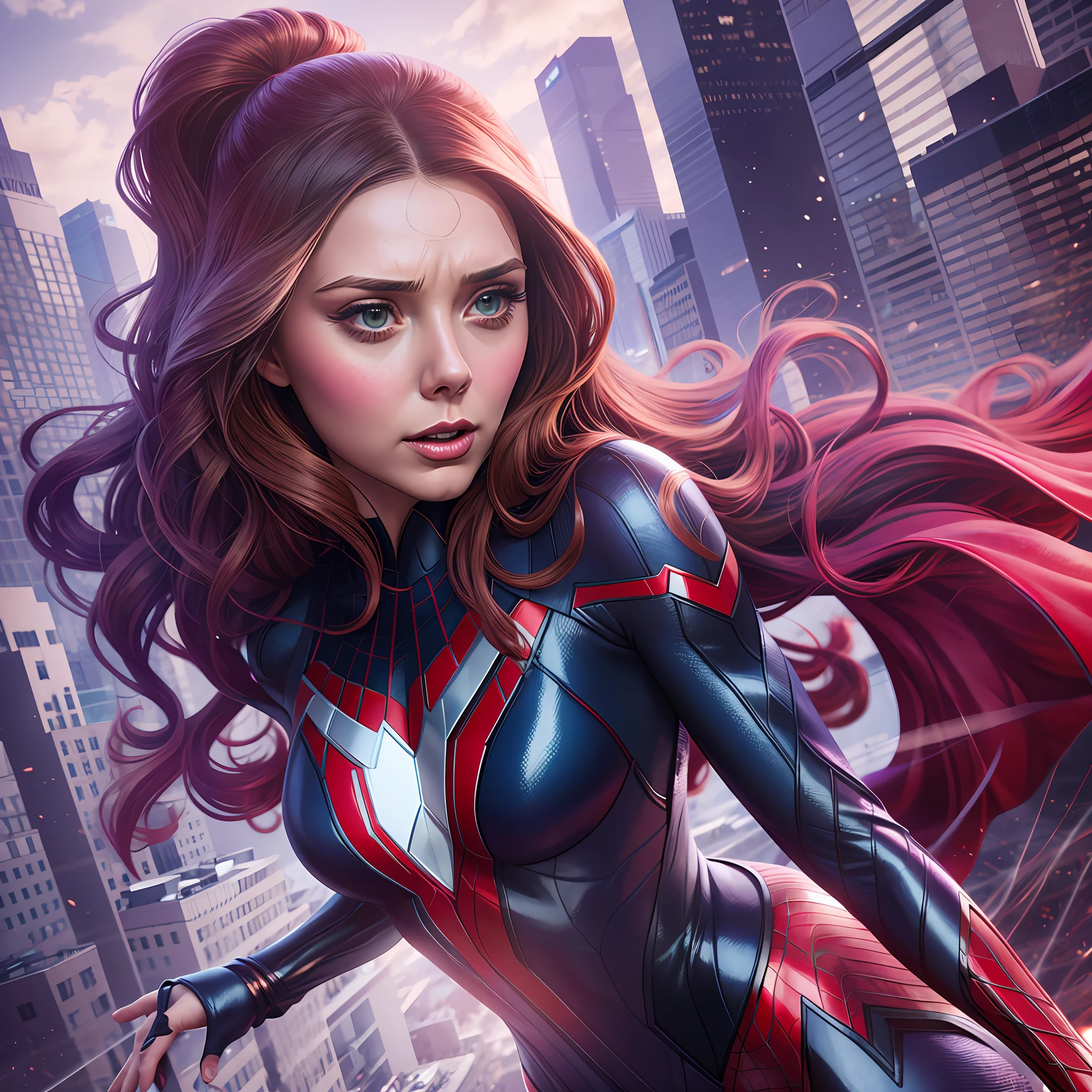 Elizabeth Olsen spider-woman ultra realistic image --auto --s2