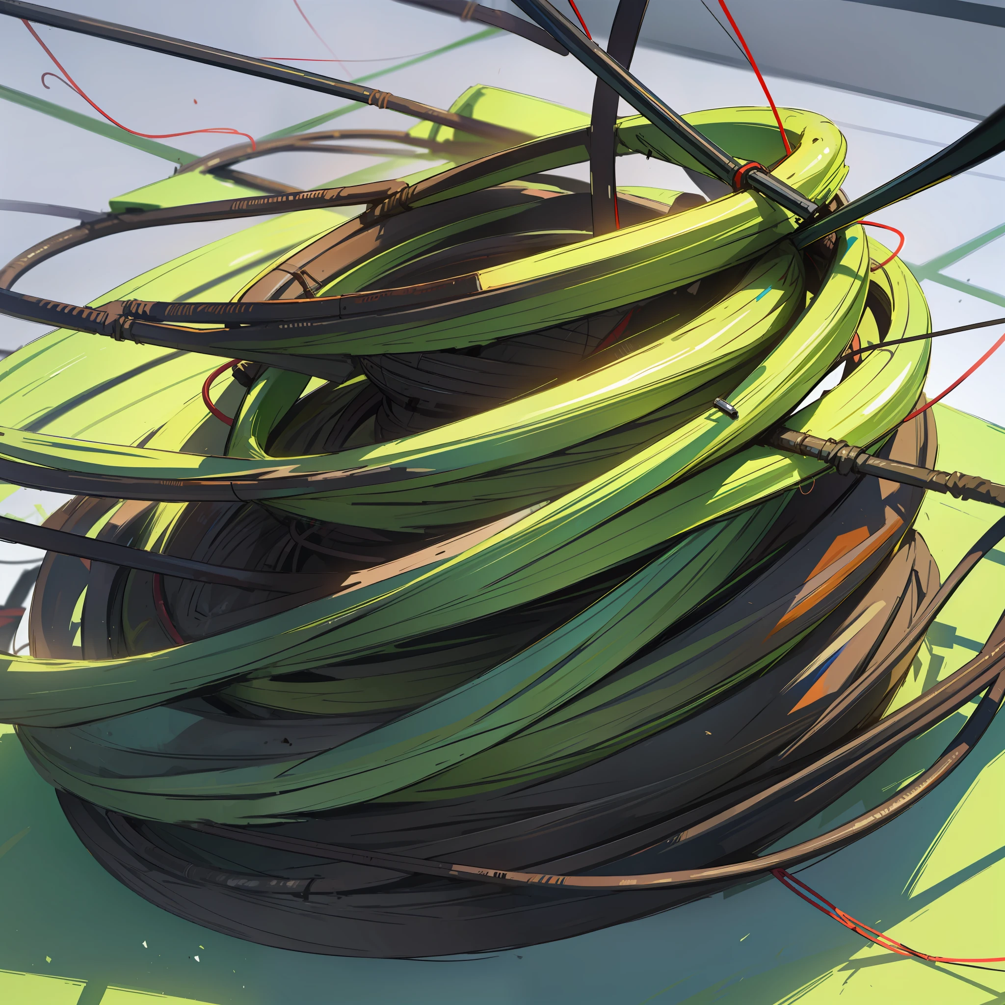 colored wires, crossed wires, green rubber, rubber shape not fixed, rubber and wire winding, --auto --s2